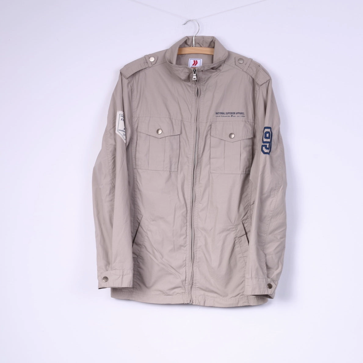 Cherish Convertible Collar Reject Men M Lightweight Jacket Beige Campus Brand Street Wear Full Zipper Top