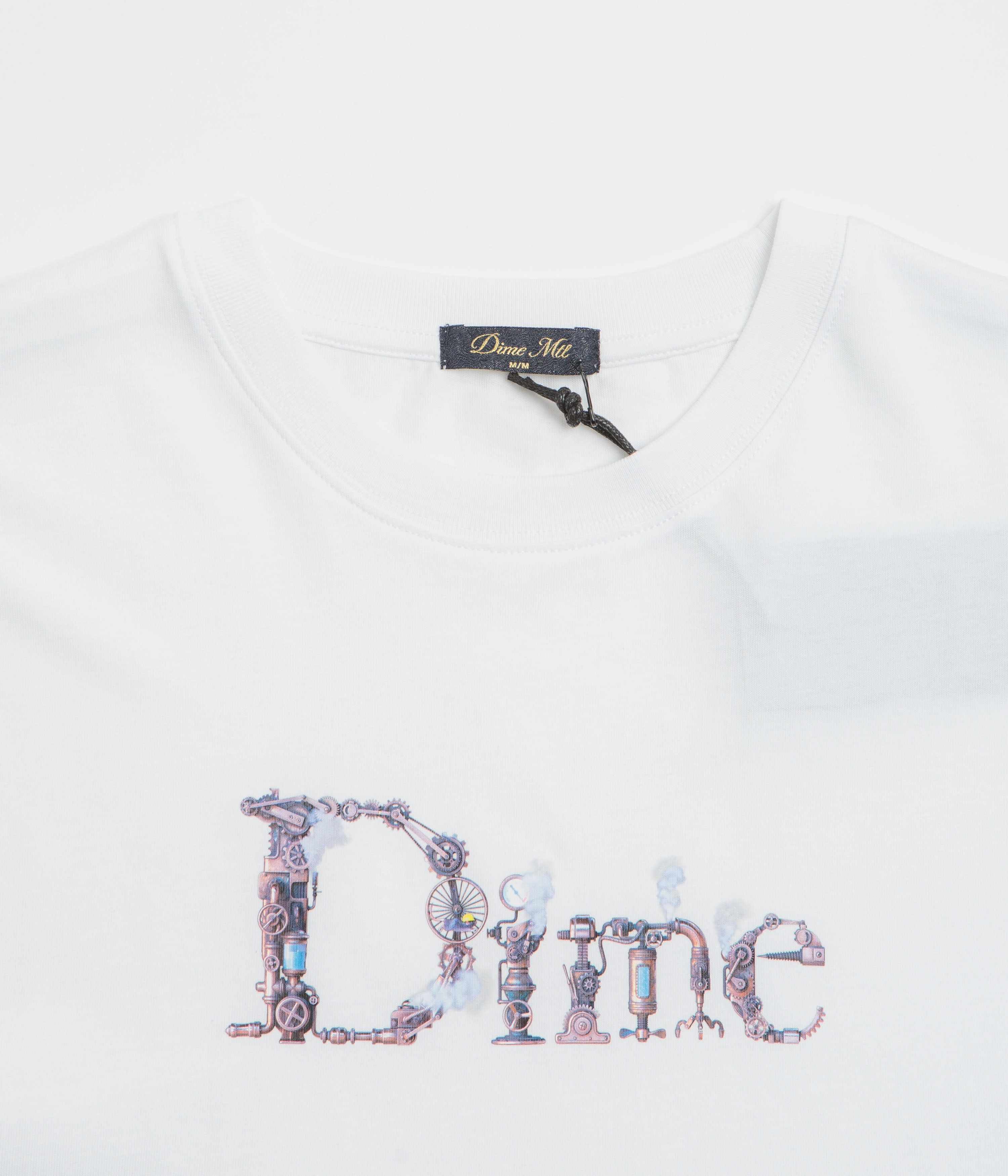 Dime Classic Steampunk T-Shirt - White Breathable Mesh Panels Unisex versatility