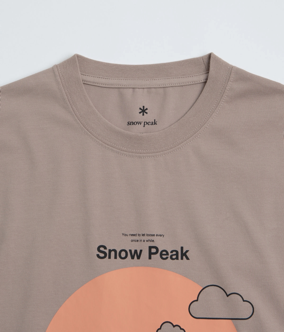 Durable Collar Construction Snow Peak Camping Graphic T-Shirt - Beige