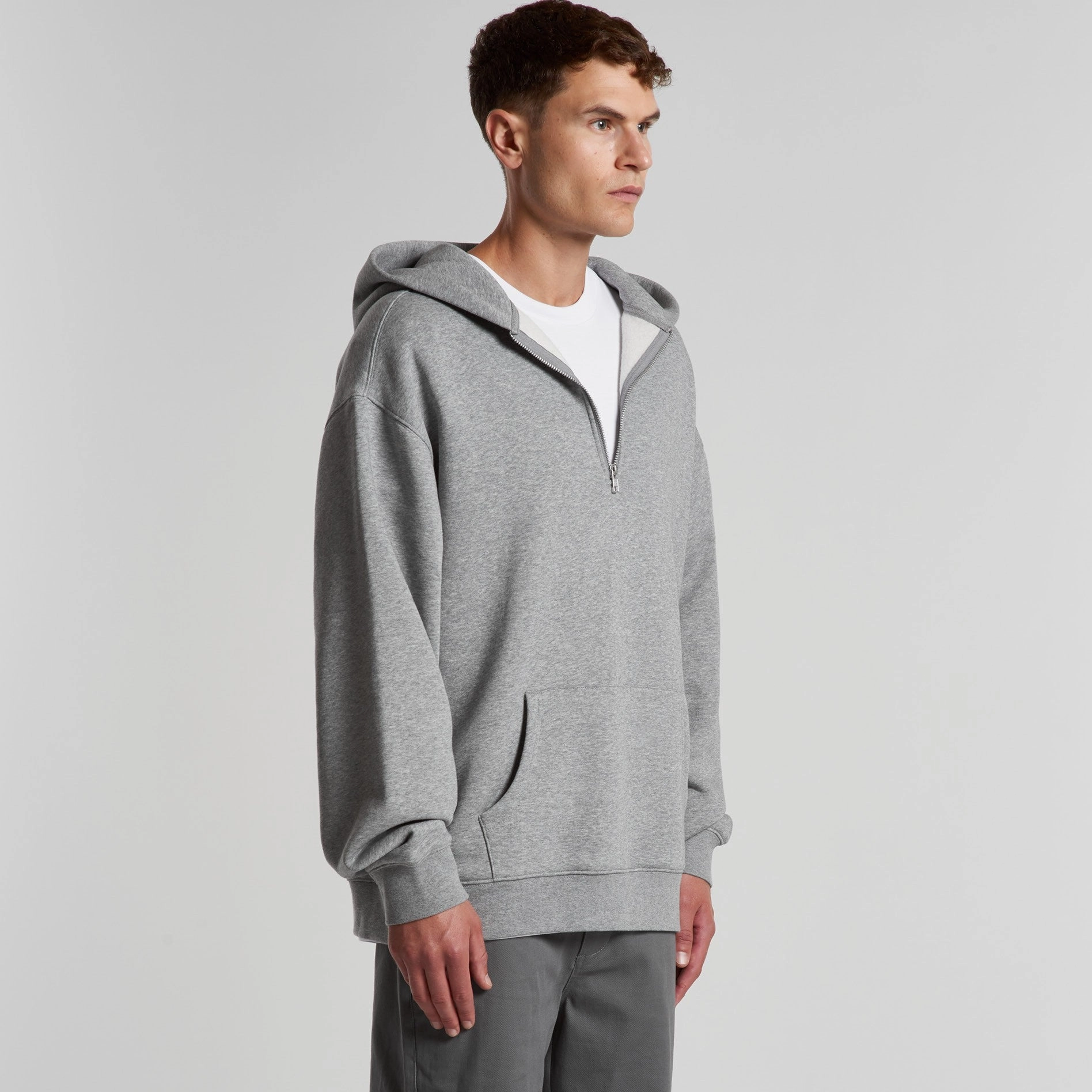 Lifestyle Mode Modern Smart Relax Half Zip Hood | ATHLETIC HEATHER