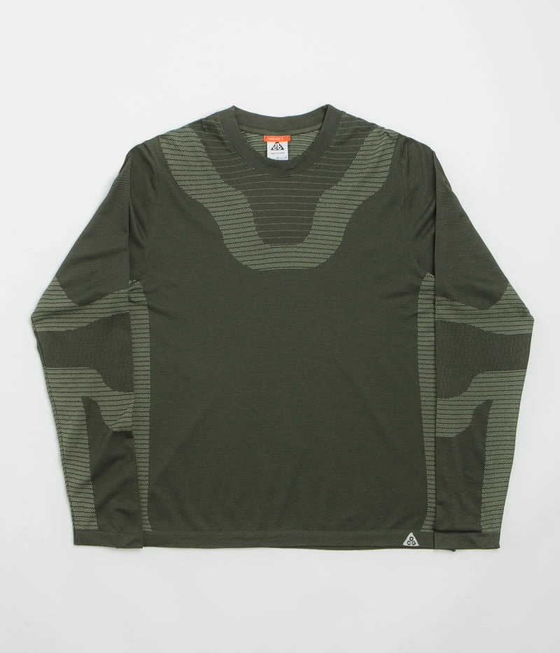 Nike ACG Delta River Long Sleeve T-Shirt - Sequoia / Barely Volt Anti Static Fabric Fashion Fit