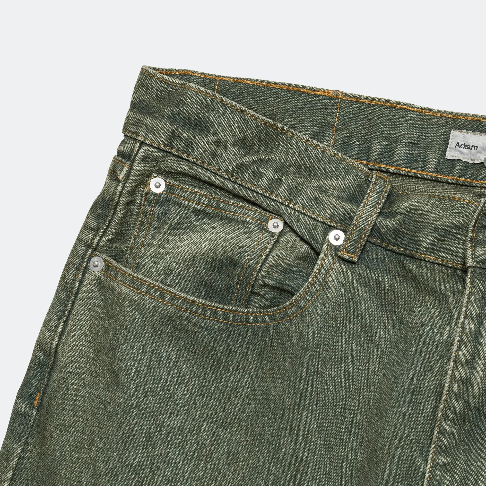 Beach Day Holiday Vibes Relaxed Fit Overdyed Denim - Green