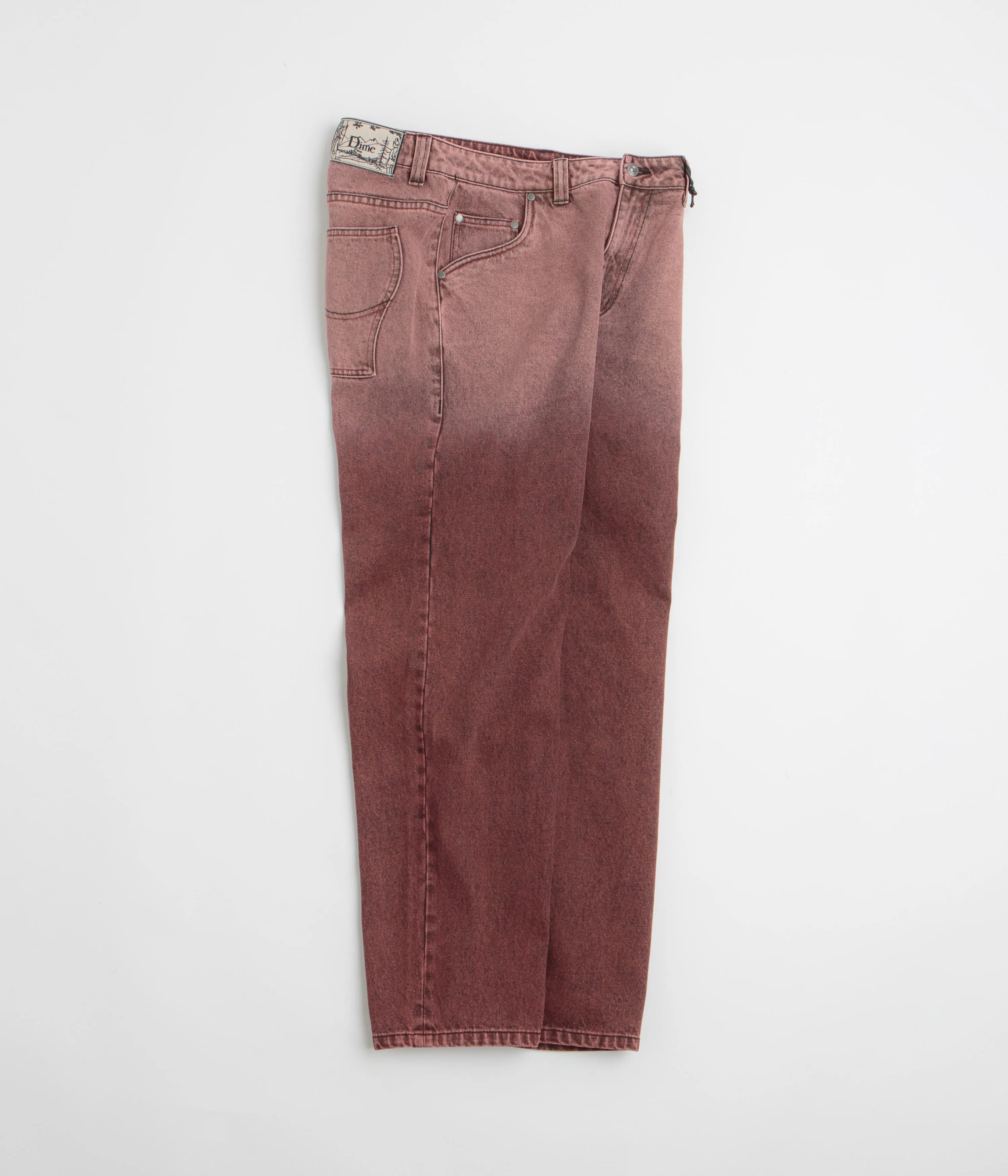 Dime Classic Relaxed Jeans - Dipped Sandblasted Burgundy Workday Outfit