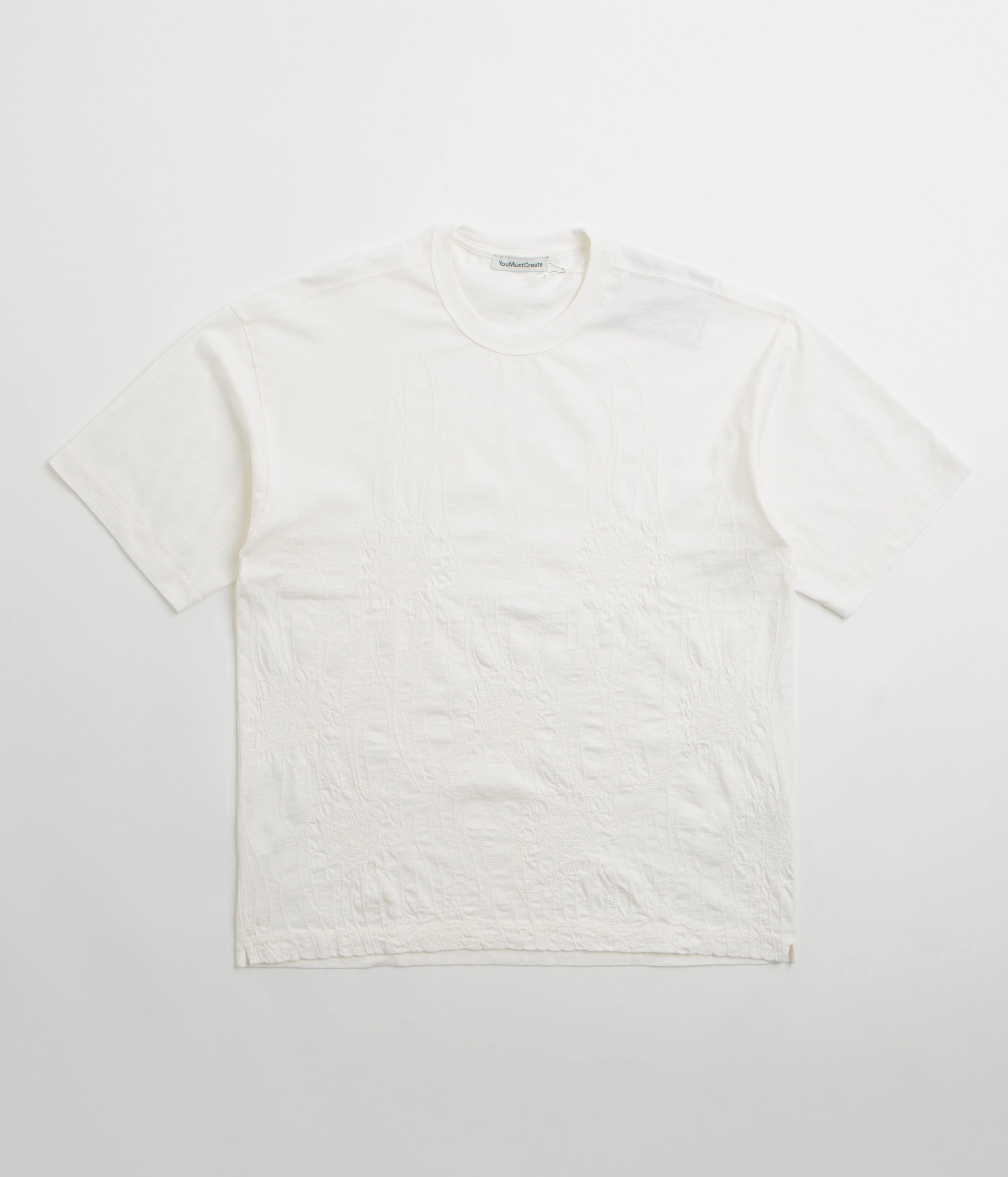 Scoop neck femininity YMC Sunflower Triple T-Shirt - White