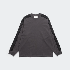 Applique Oversized Crew Neck - Washed Black Soft Roots Jersey Simple Fashion