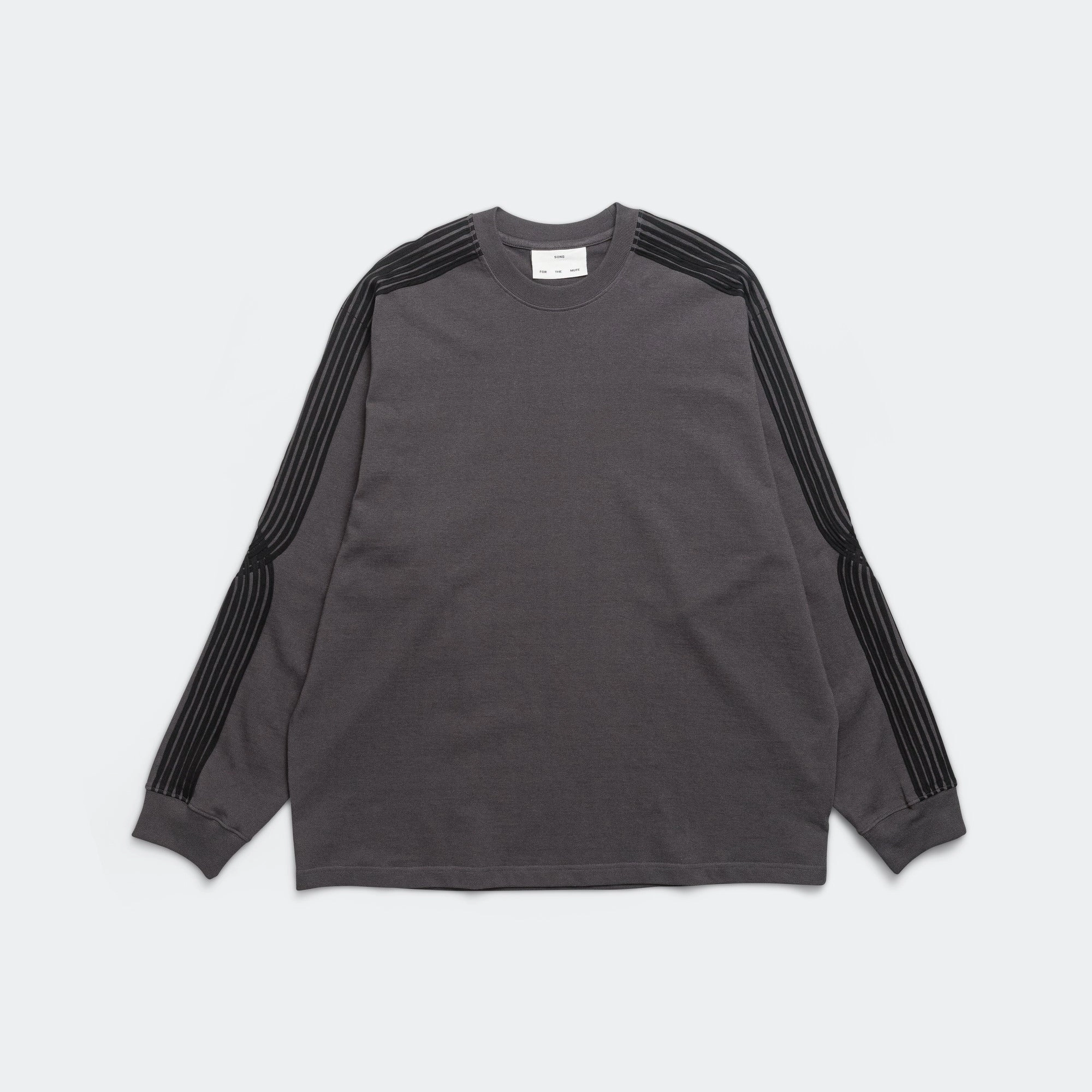 Applique Oversized Crew Neck - Washed Black Soft Roots Jersey Simple Fashion
