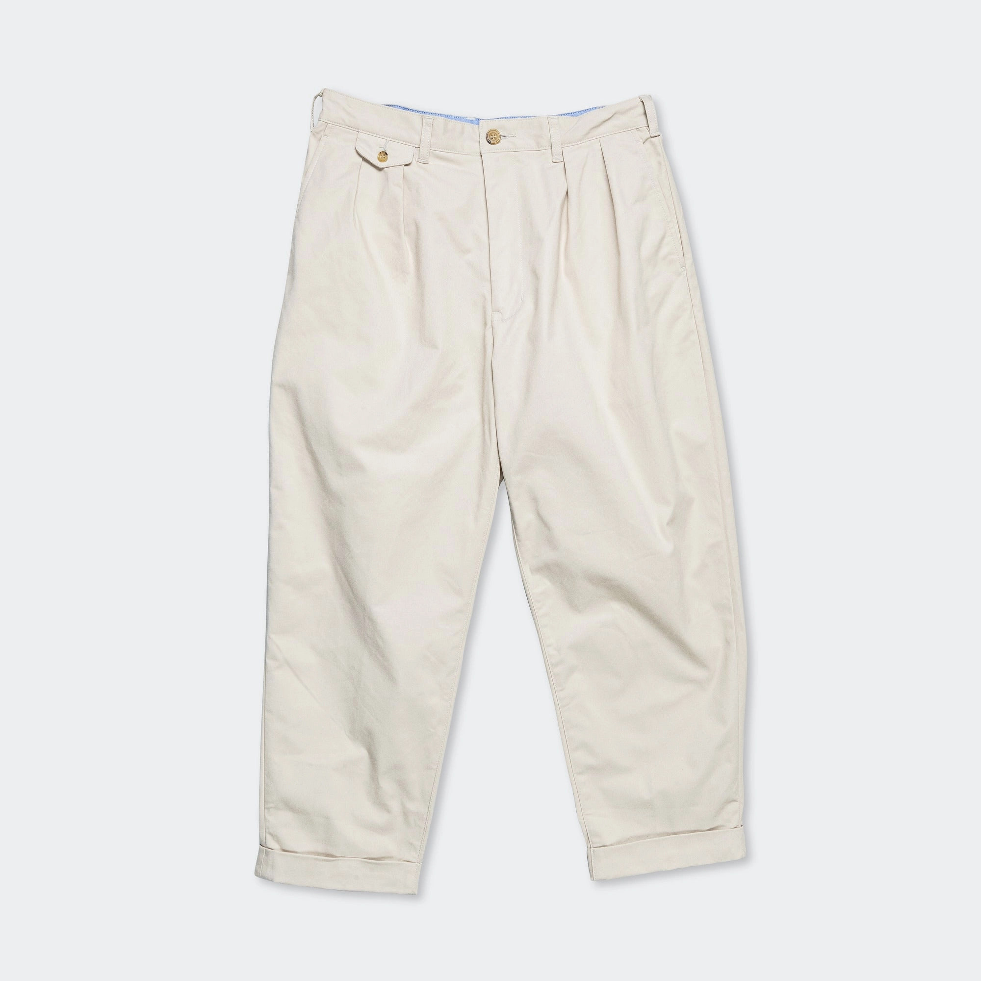 Minimal Look No Ride Up 2 Pleats Trousers Twill - Cement