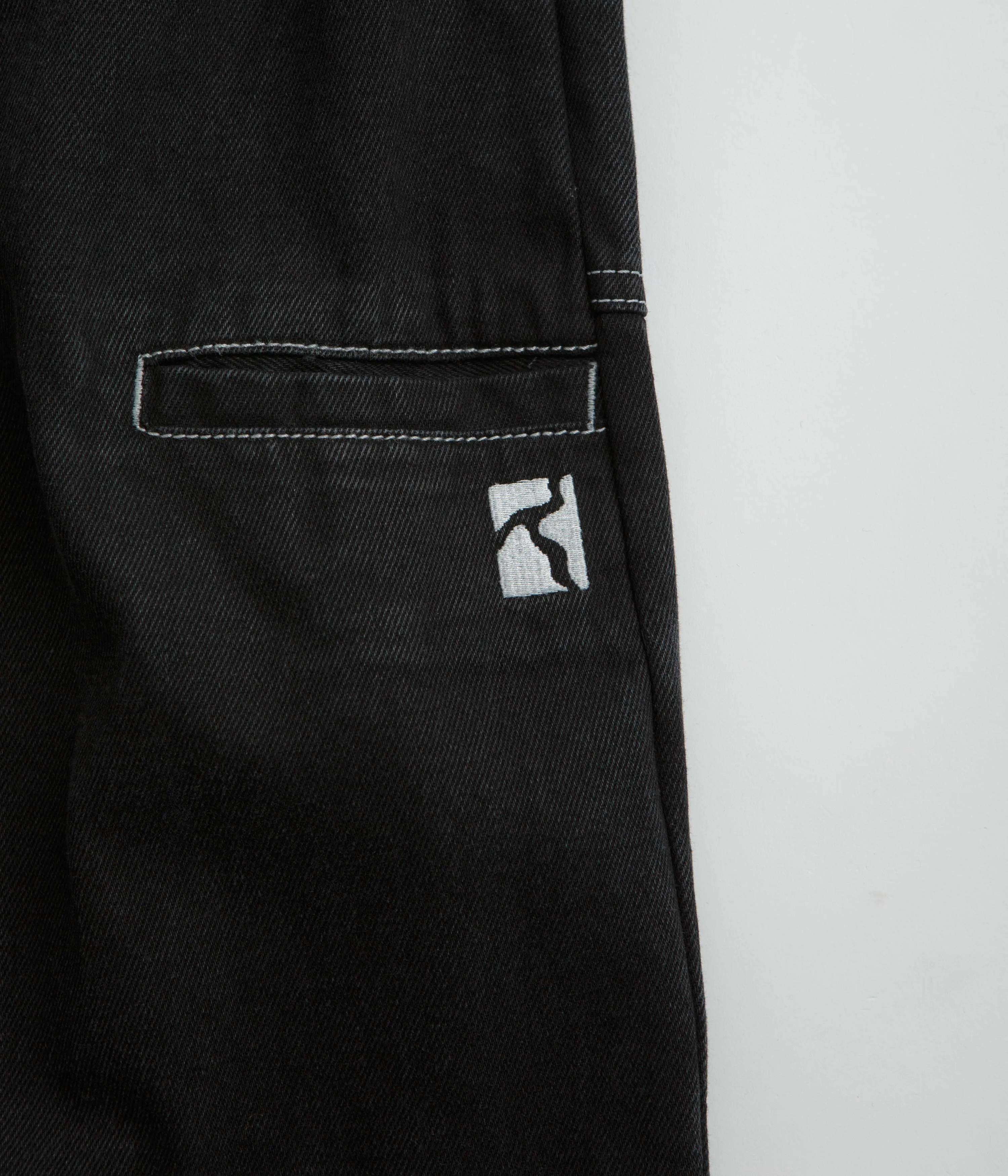 Routine Wear Poetic Collective Painter Pants - Black Denim / White Seams