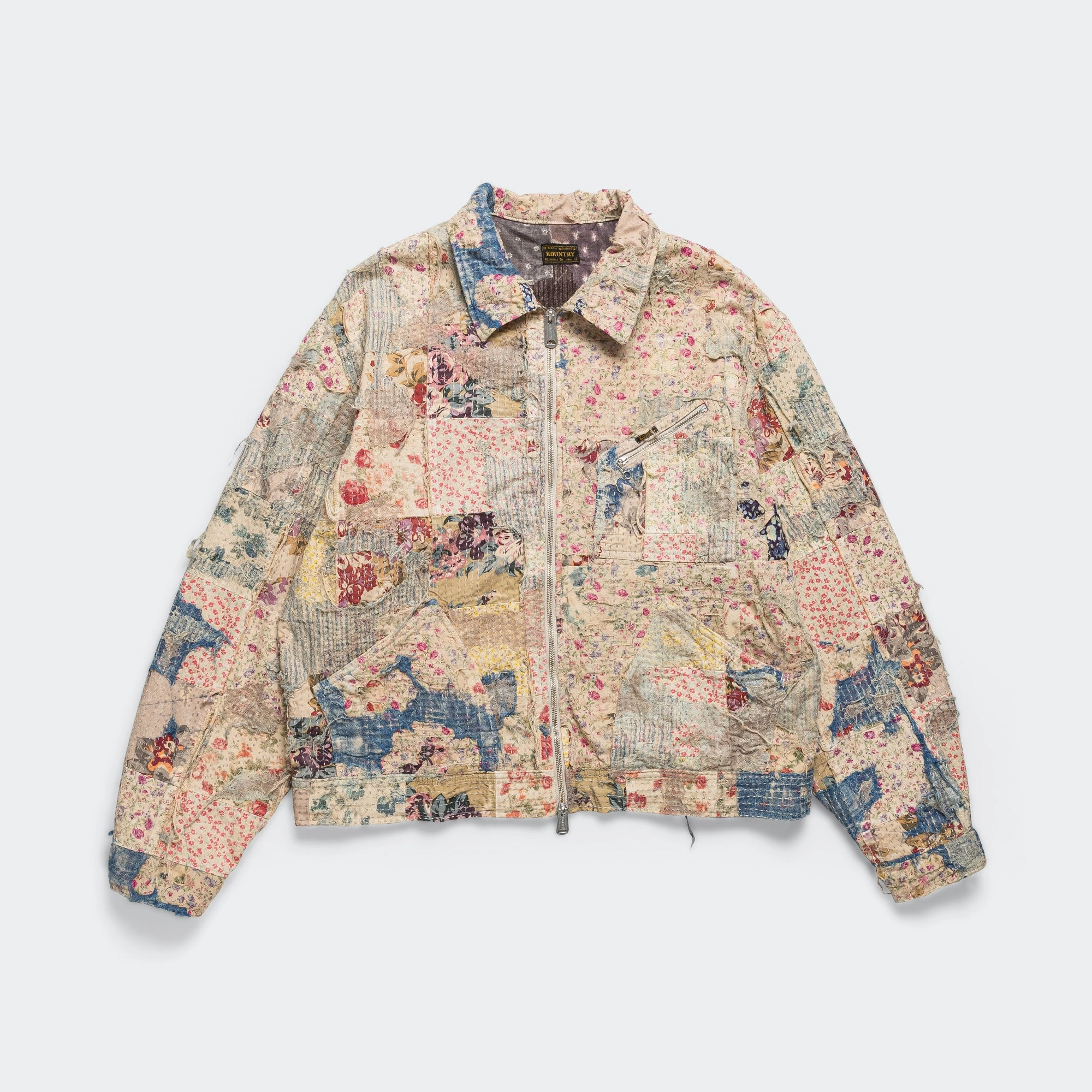 Eco Friendly Production Champetre BORO ZIP UP Blouson (VIRGIN MARY) - GrayBeige