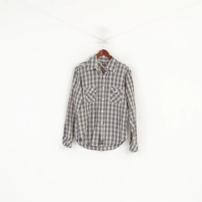 Athleisure Trend Replay Men L (M) Casual Shirt Grey Check Cotton New York Prince Street Top