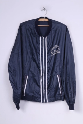 Mold Resistant Coating TilT Mens 6x7 L Lightweight Jacket Full Zipper Navy Baseball Collar Peconic Queen Jeresy Sportswear Vintage