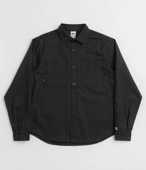 Nike SB New Essential Woven Shirt - Black / White Fade Resistant Formula Split hem