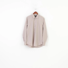 Paul Smith Men 42 16.5 L Casual Shirt Gray Cotton Italy London Long Sleeve Classic Top Non Irritating Seams Zip Front