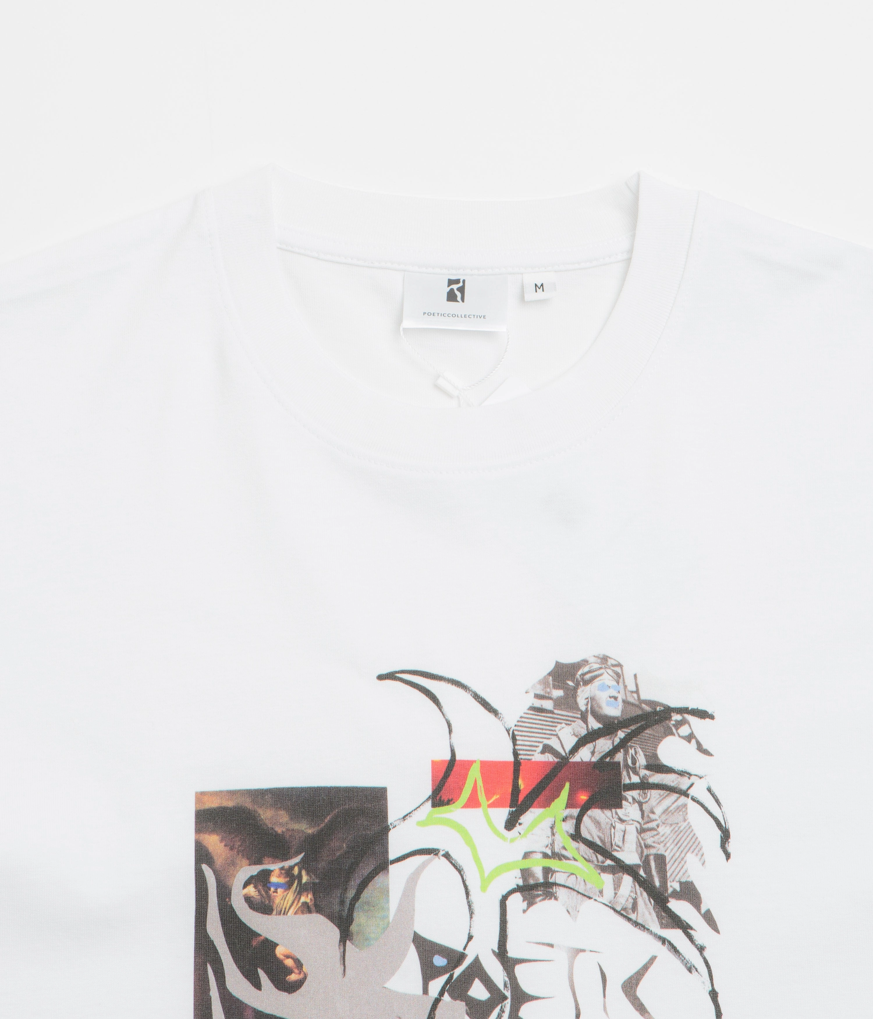 Non Restrictive Silhouette sports performance Poetic Collective Eagle Collage T-Shirt - White