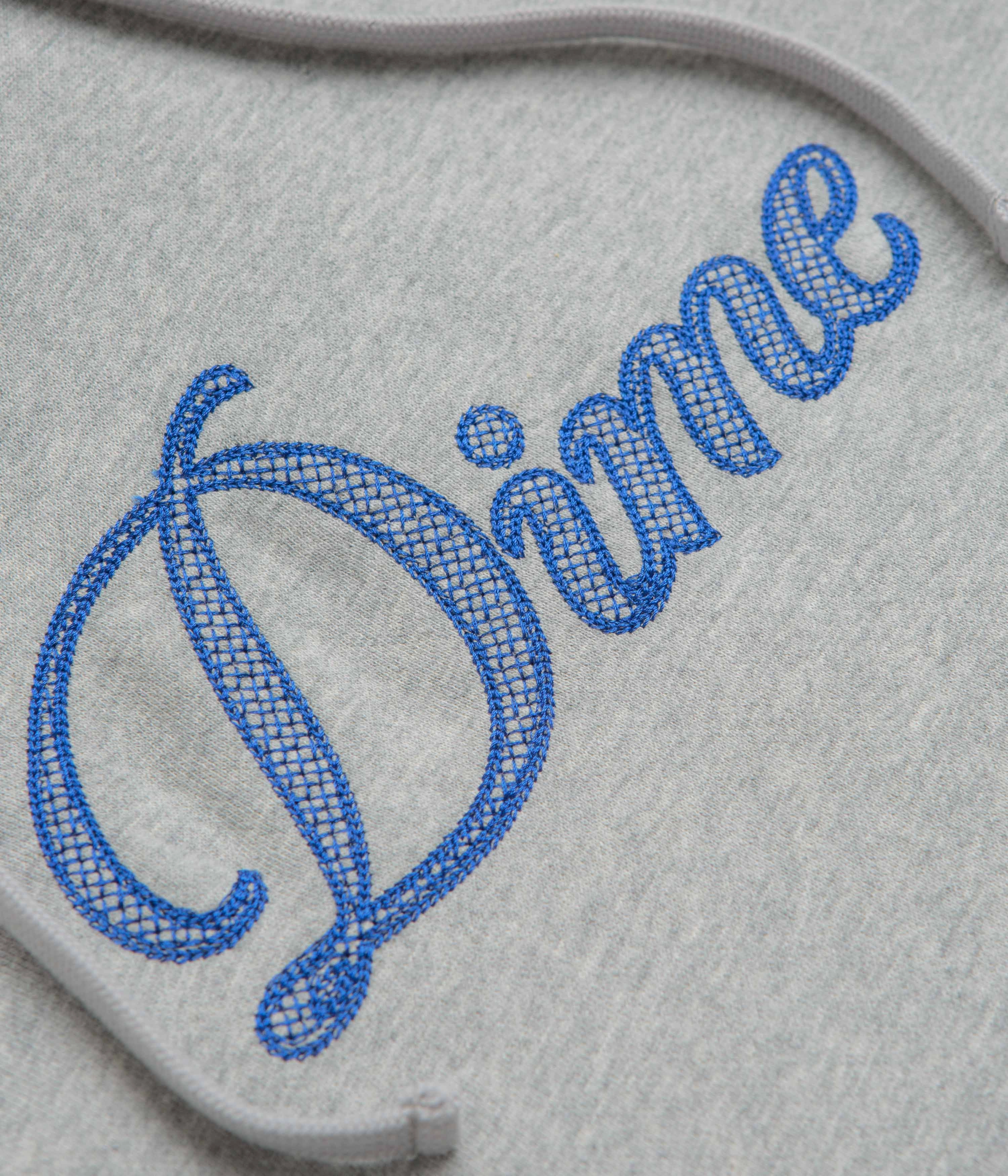Dime Cursive Logo Hoodie - Heather Grey Tagless Neck