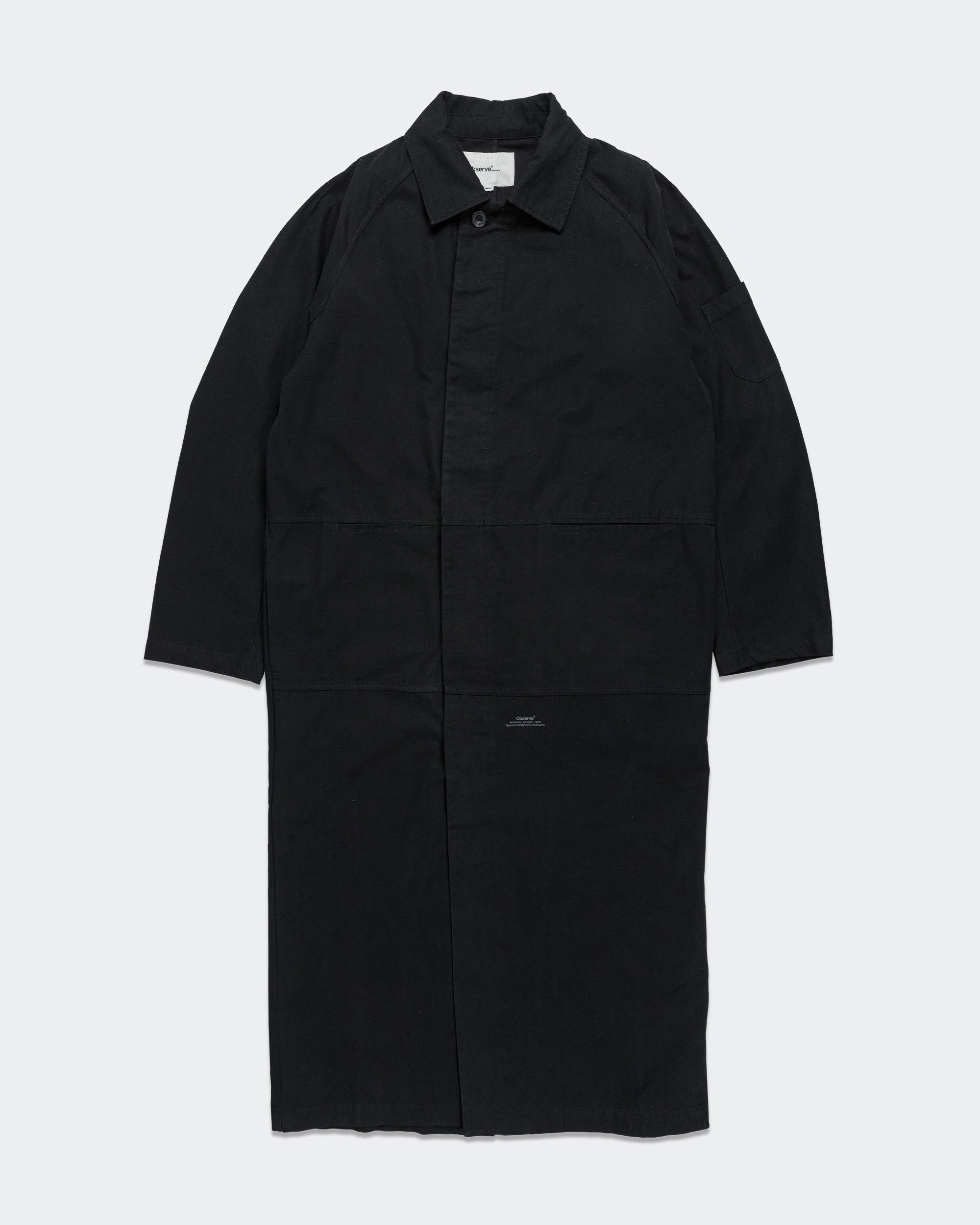 Comfortable Feel CompactFoldable Reverse Twill Panel Trench - Black