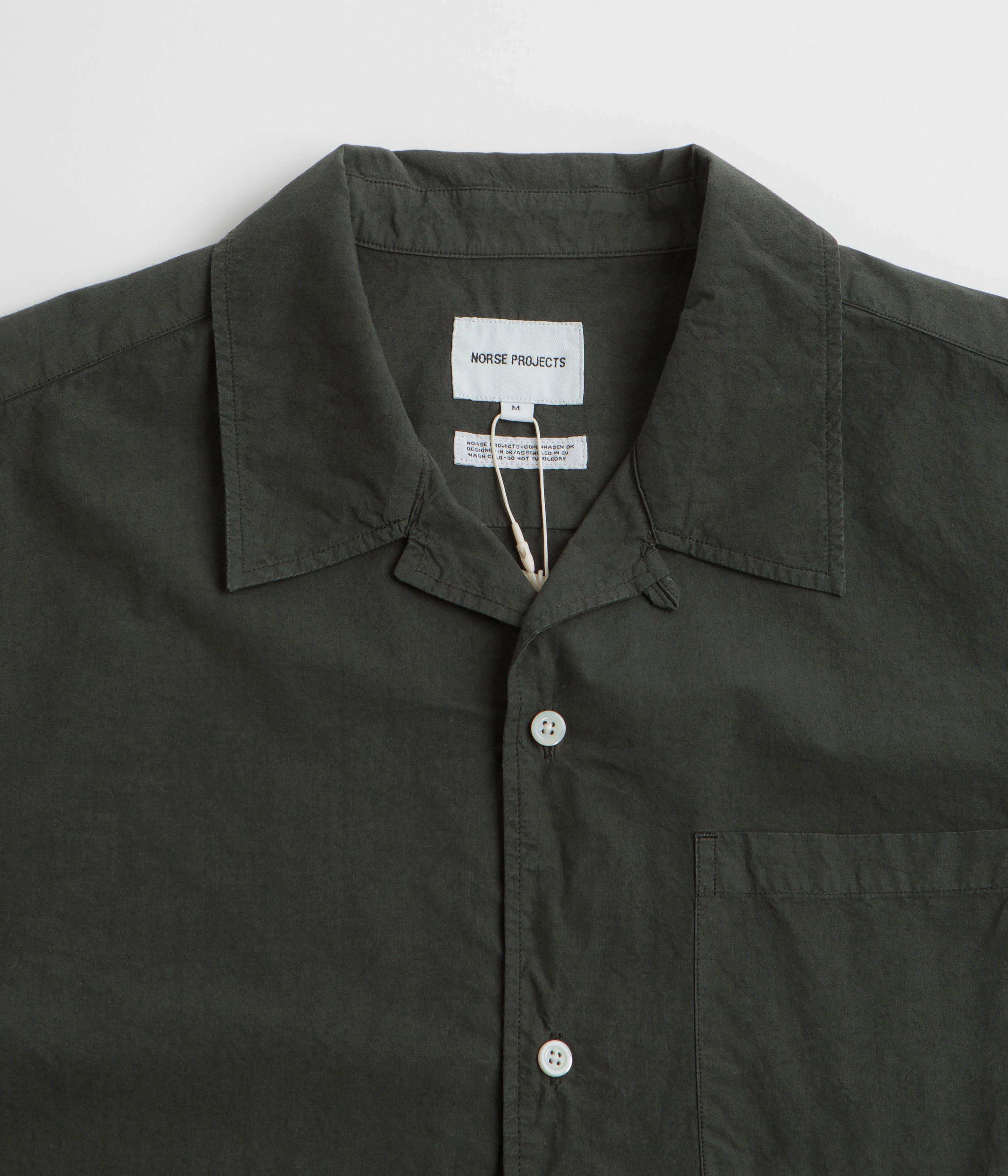 Norse Projects Carsten Cotton Tencel Shirt - Black Olive Floral Motif