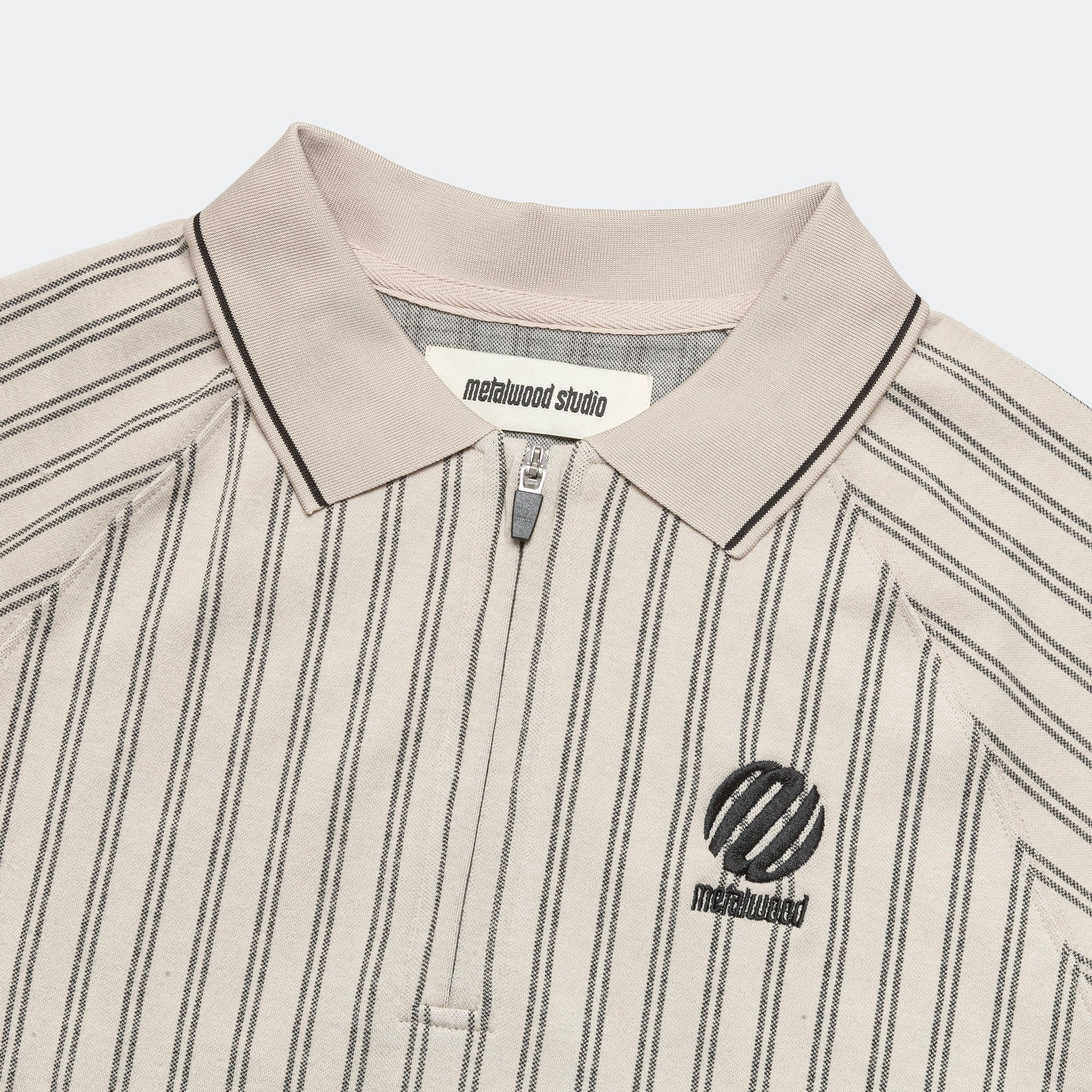 Bold Graphics Ribbed LS Striped Polo - Tan
