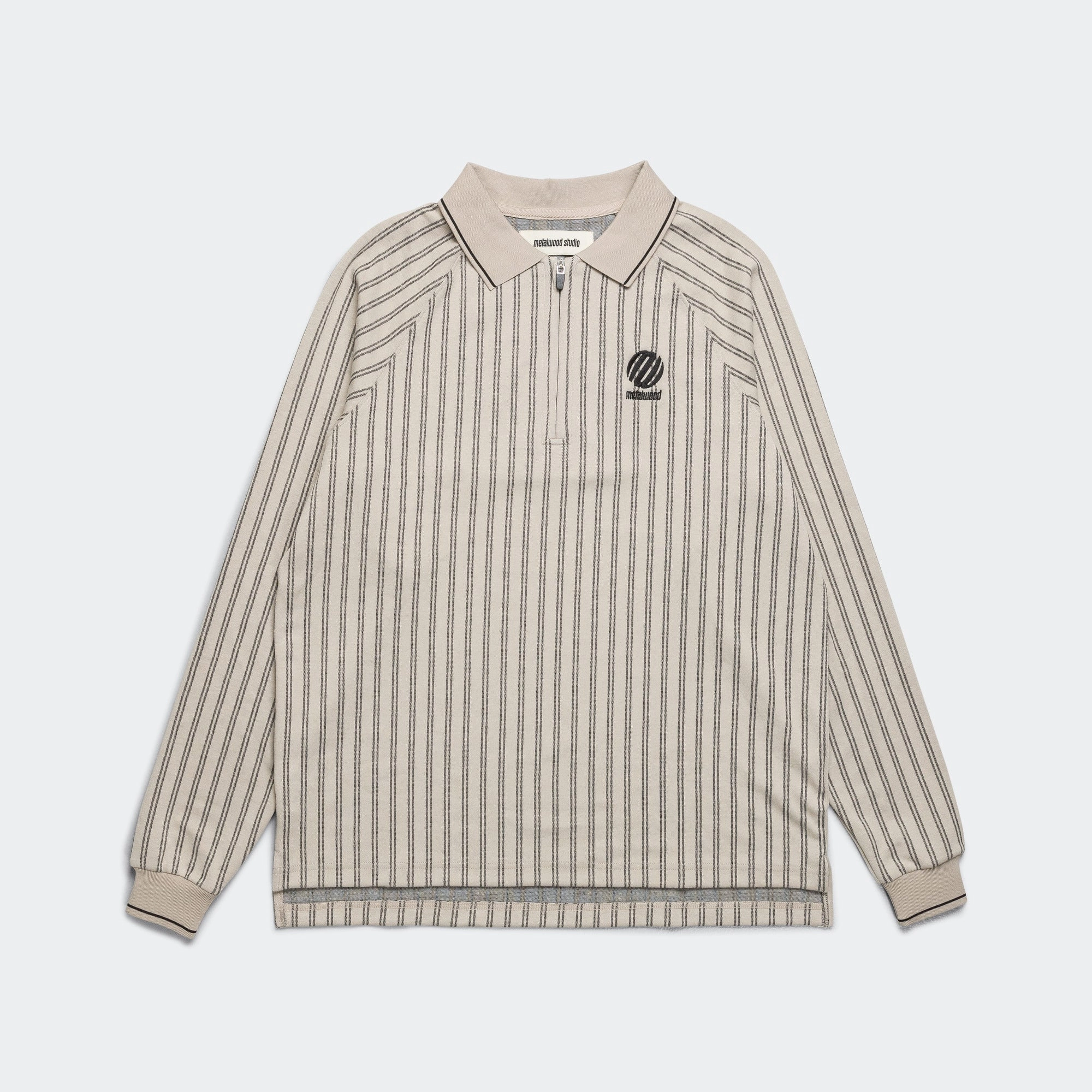 Summer Camp Ribbed LS Striped Polo - Tan