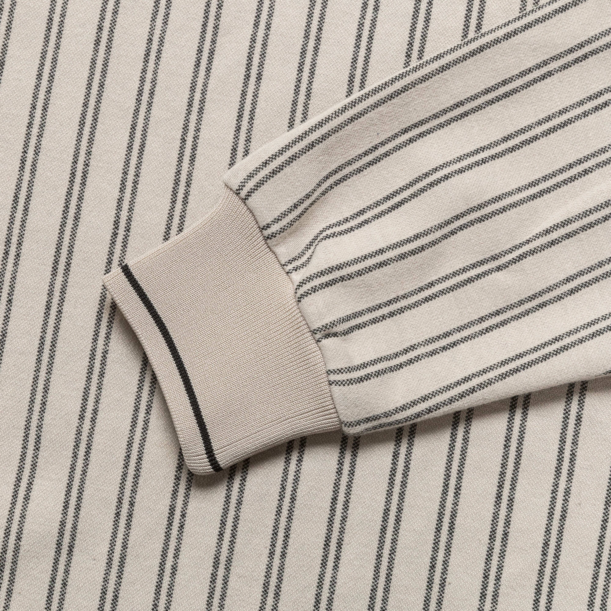 Ribbed LS Striped Polo - Tan Linen blend
