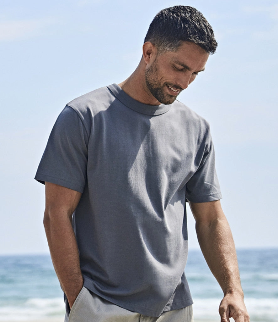 Reinforced Shoulder Seams Ribbed Collar Design Urban Loose Fit T-Shirt | WHITE