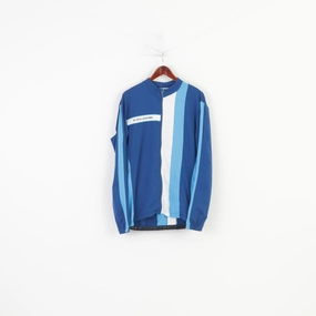 Endorse Ridelondon Men L Cycling Jacket Blue Stretch Vintage Striped Activewear Full Zipper Back Pockets Sport Top