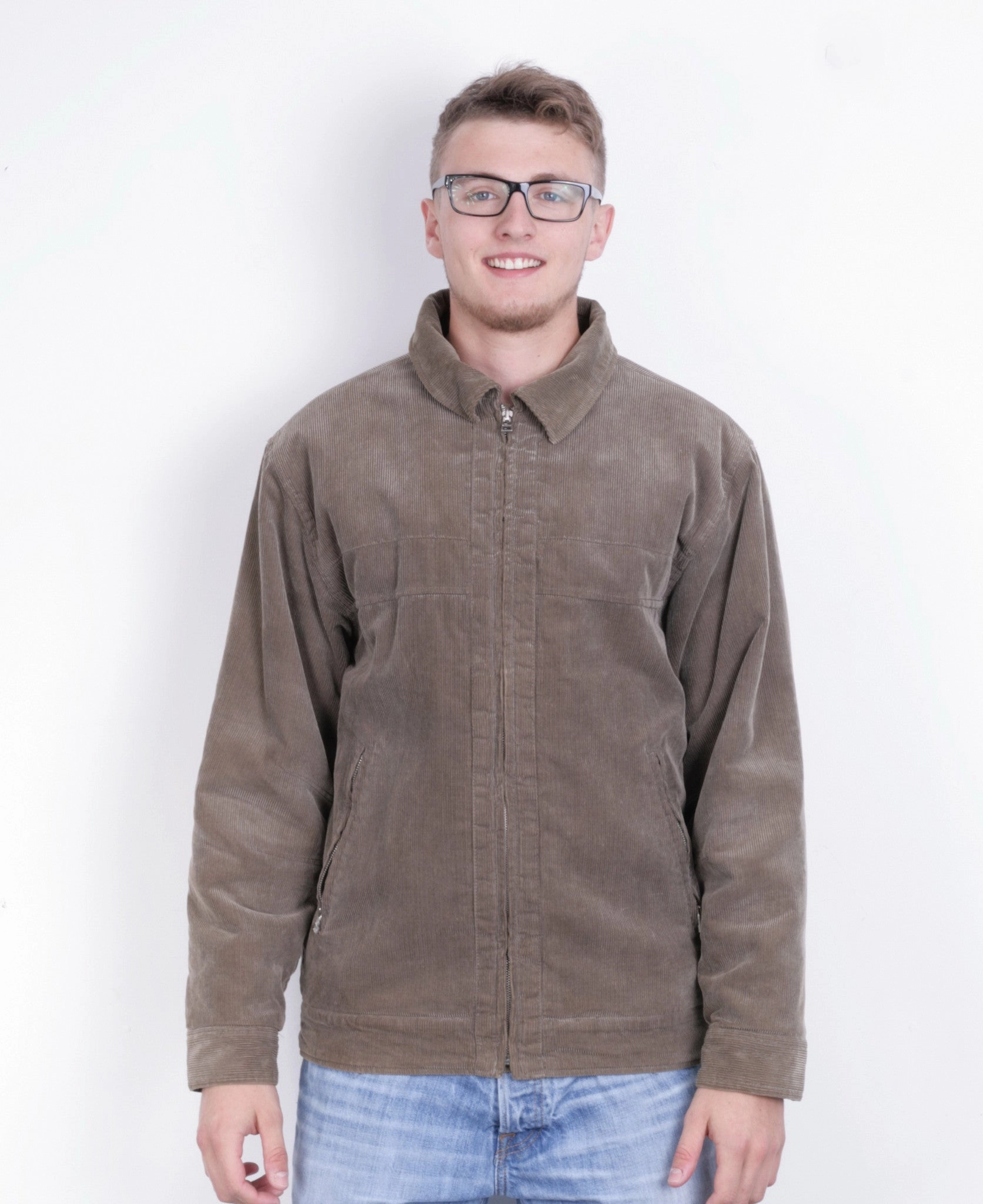 Ripley Mens M Conduroy Jacket Brown Full Zipper Cotton Business Meeting