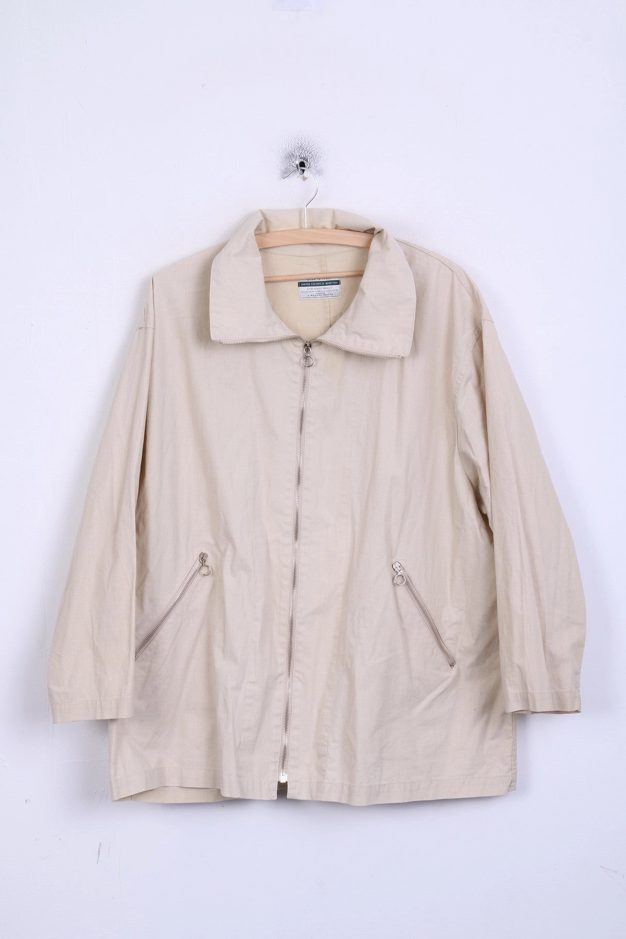 United Colors Of Benetton Womens  44 XL Jacket Beige Cotton Italy Heat Retention