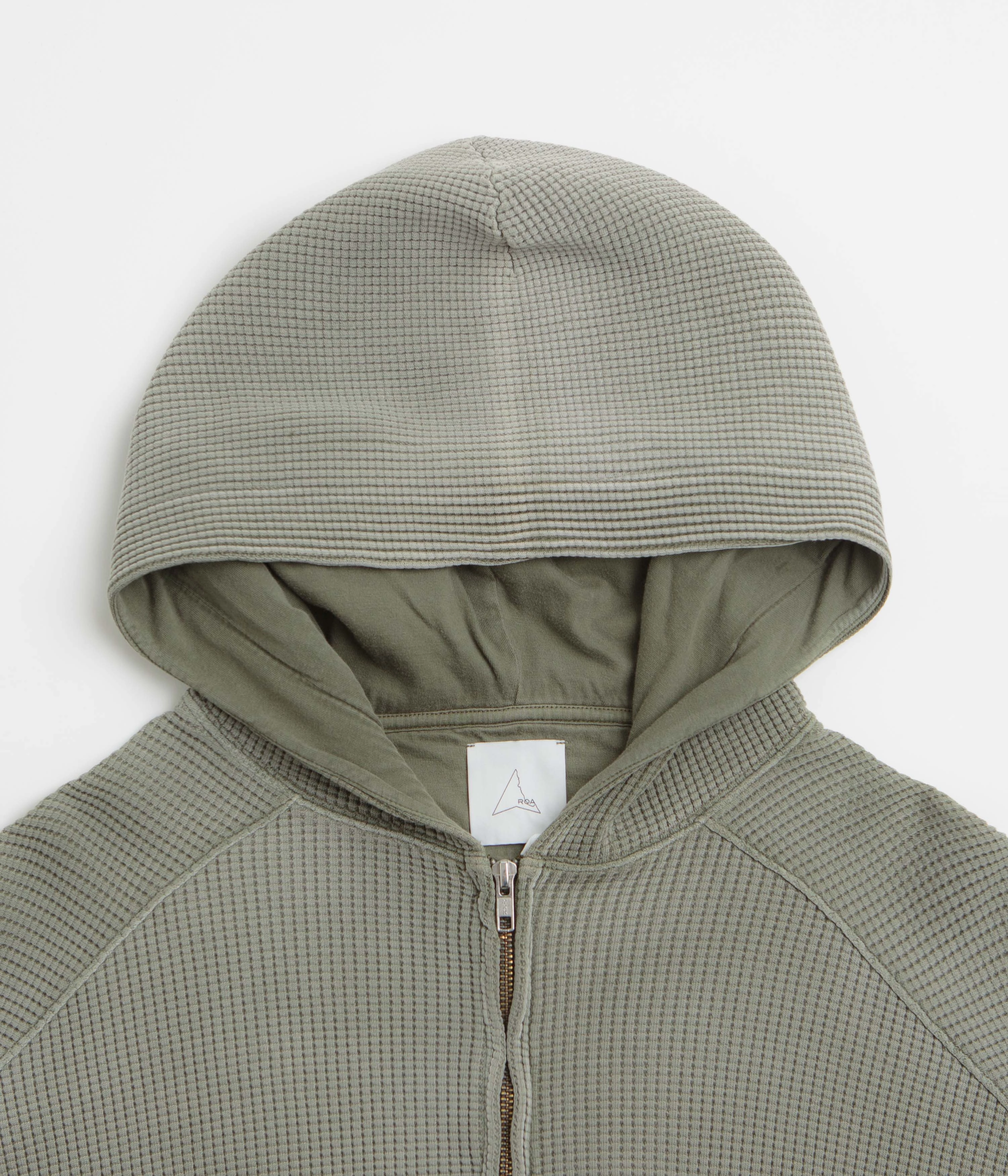 Resort Wear Porcupine like ROA Bee Sun Faded Zip Up Hoodie - Olive