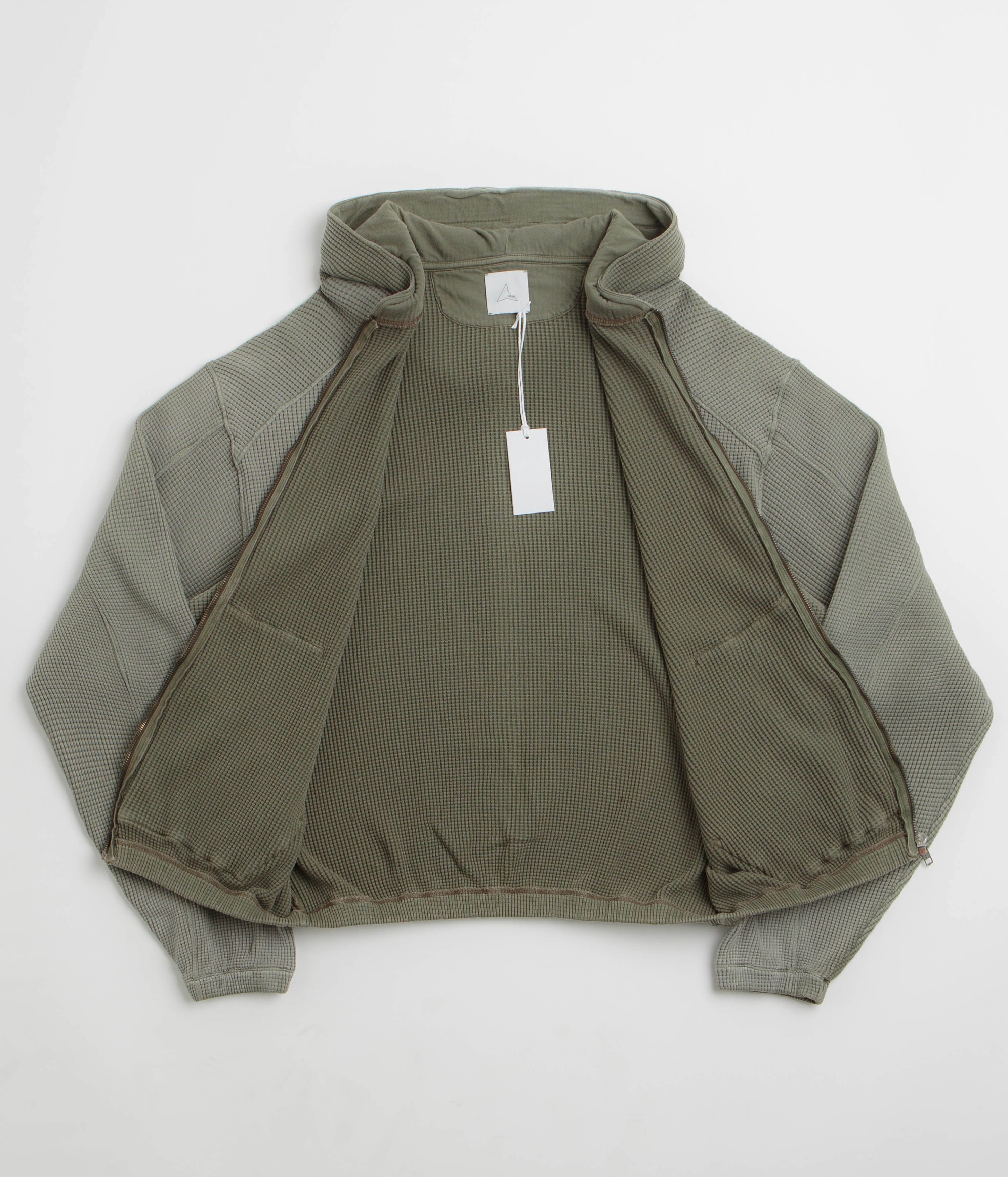 Bison like Stylish Details ROA Bee Sun Faded Zip Up Hoodie - Olive