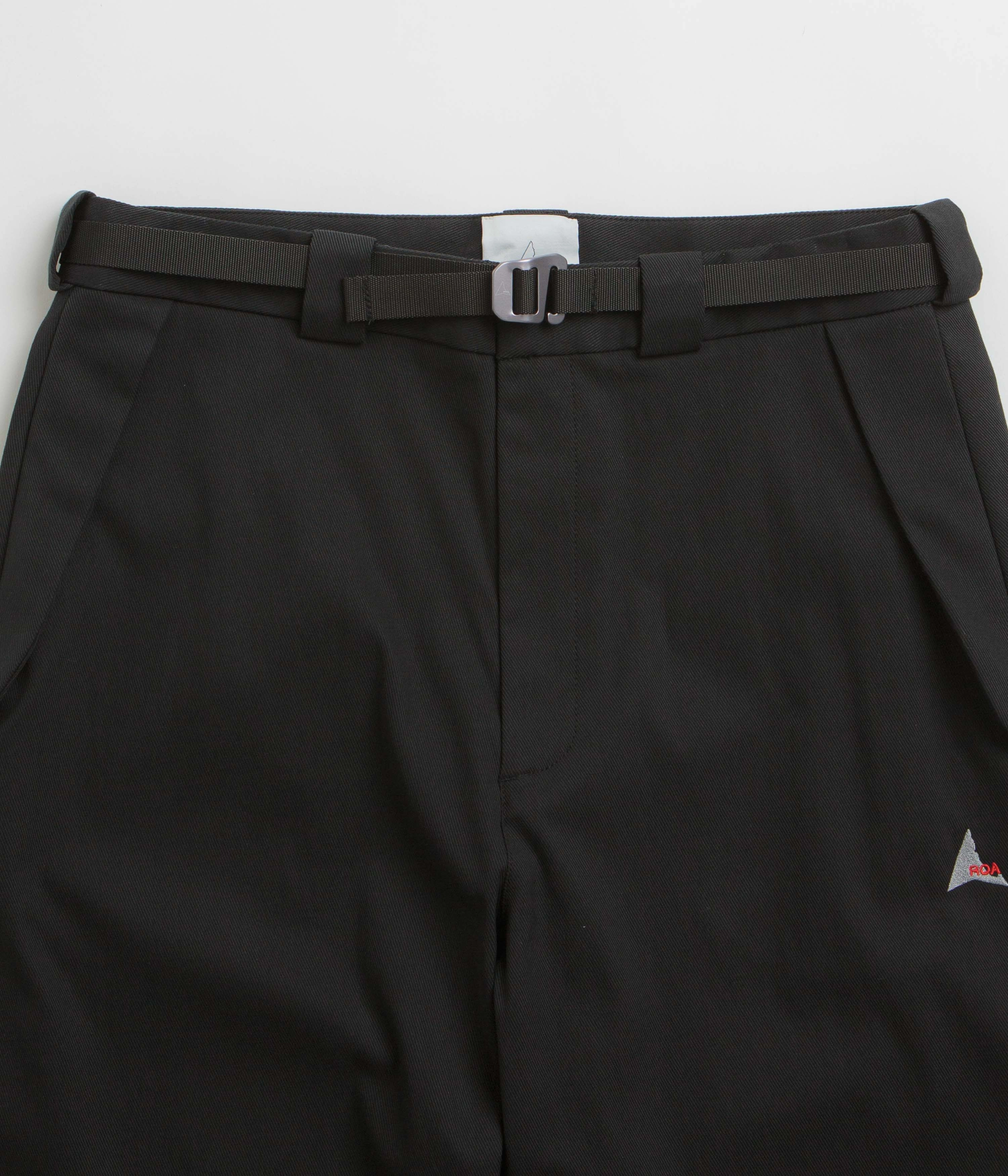 ROA Buckle Chino Trousers - Black Abrasion Resistant Fabric