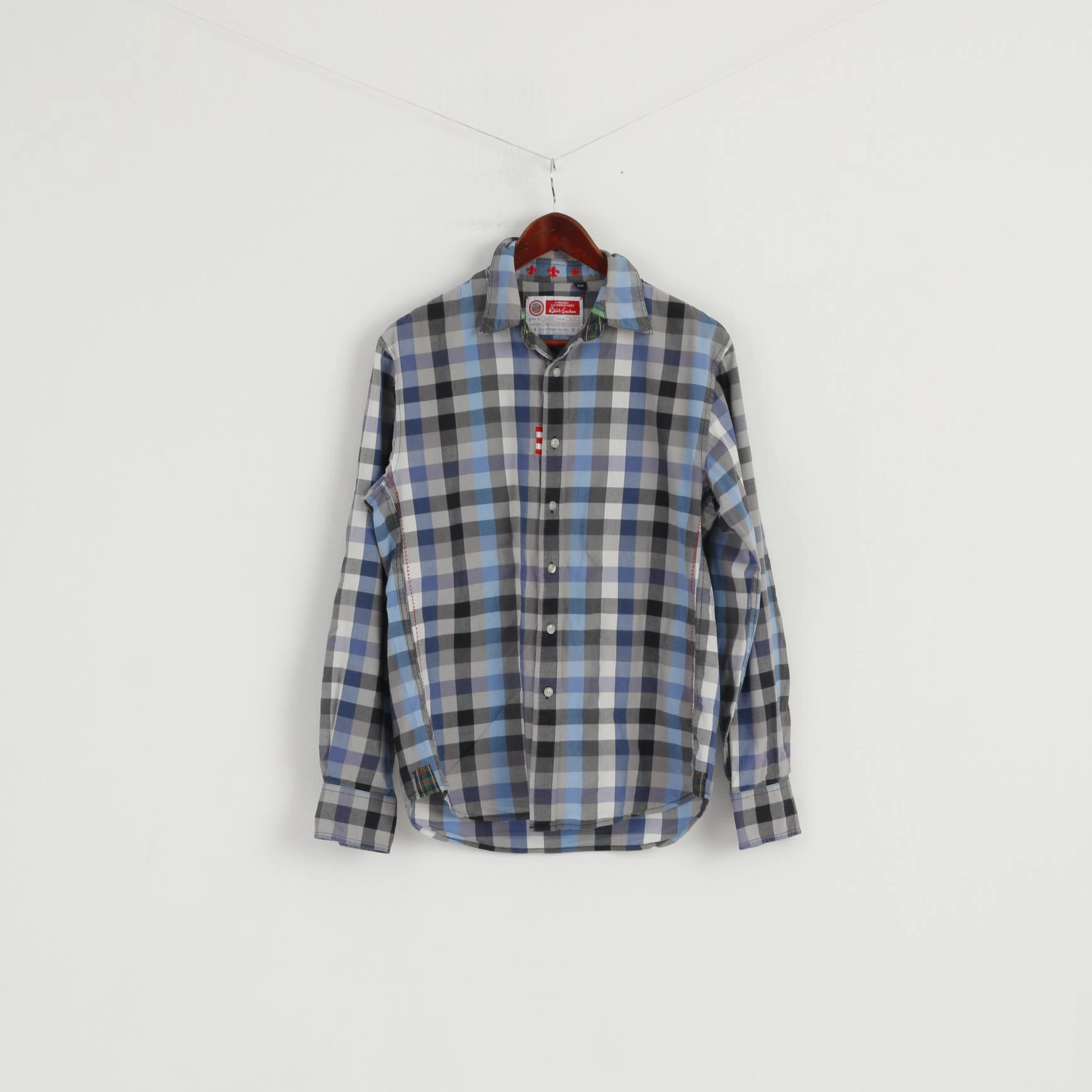 Robert Graham The Freshly Laundered Men M Casual Shirt Blue Check Cotton Top Warm Layers Graduation Attire