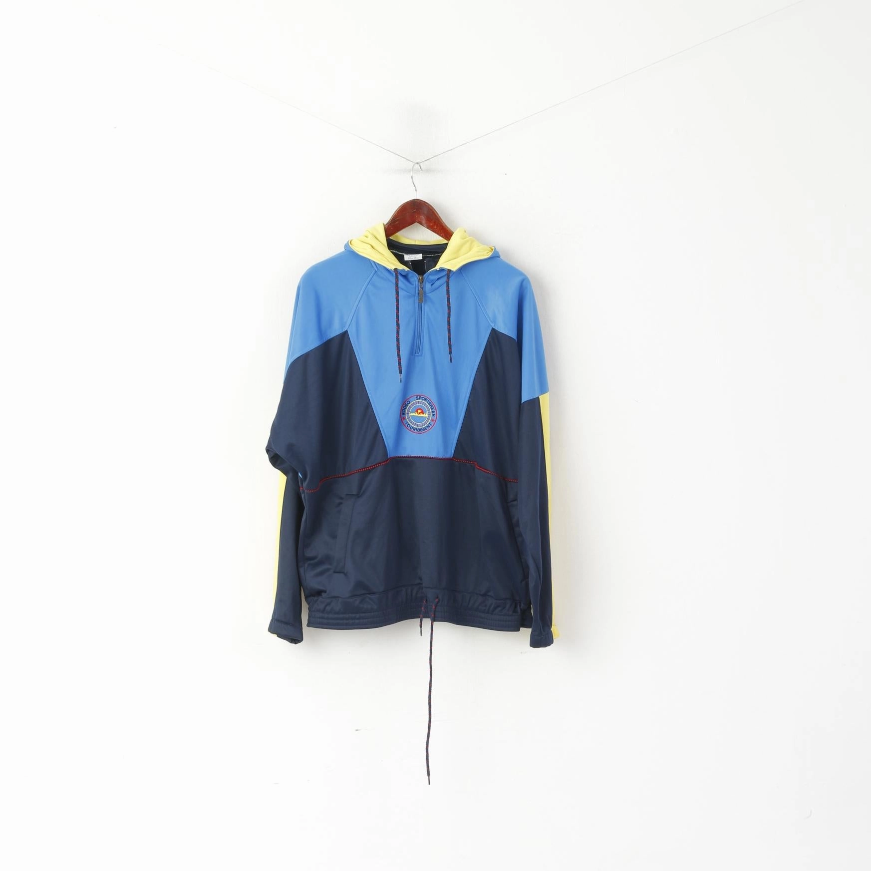 Versatile Style Rodeo by C&A Men 38 M Sweatshirt Blue Vintage Oversize Hooded Zip Neck Activewear Top