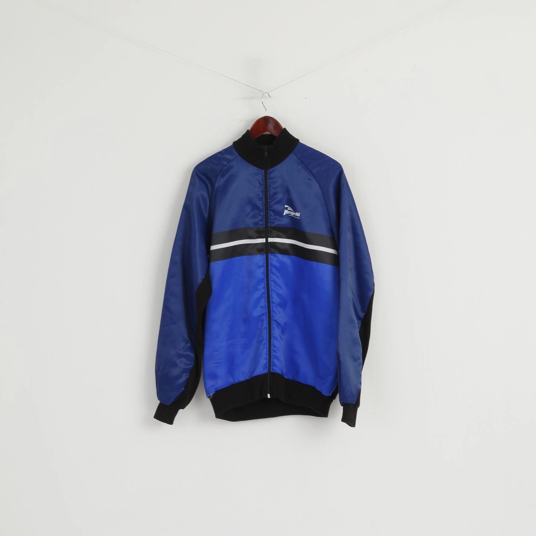 Stretch Fit Rogelli Sportswear Men L Cycling Jacket Blue Full Zipper Warm Bike Wear Top