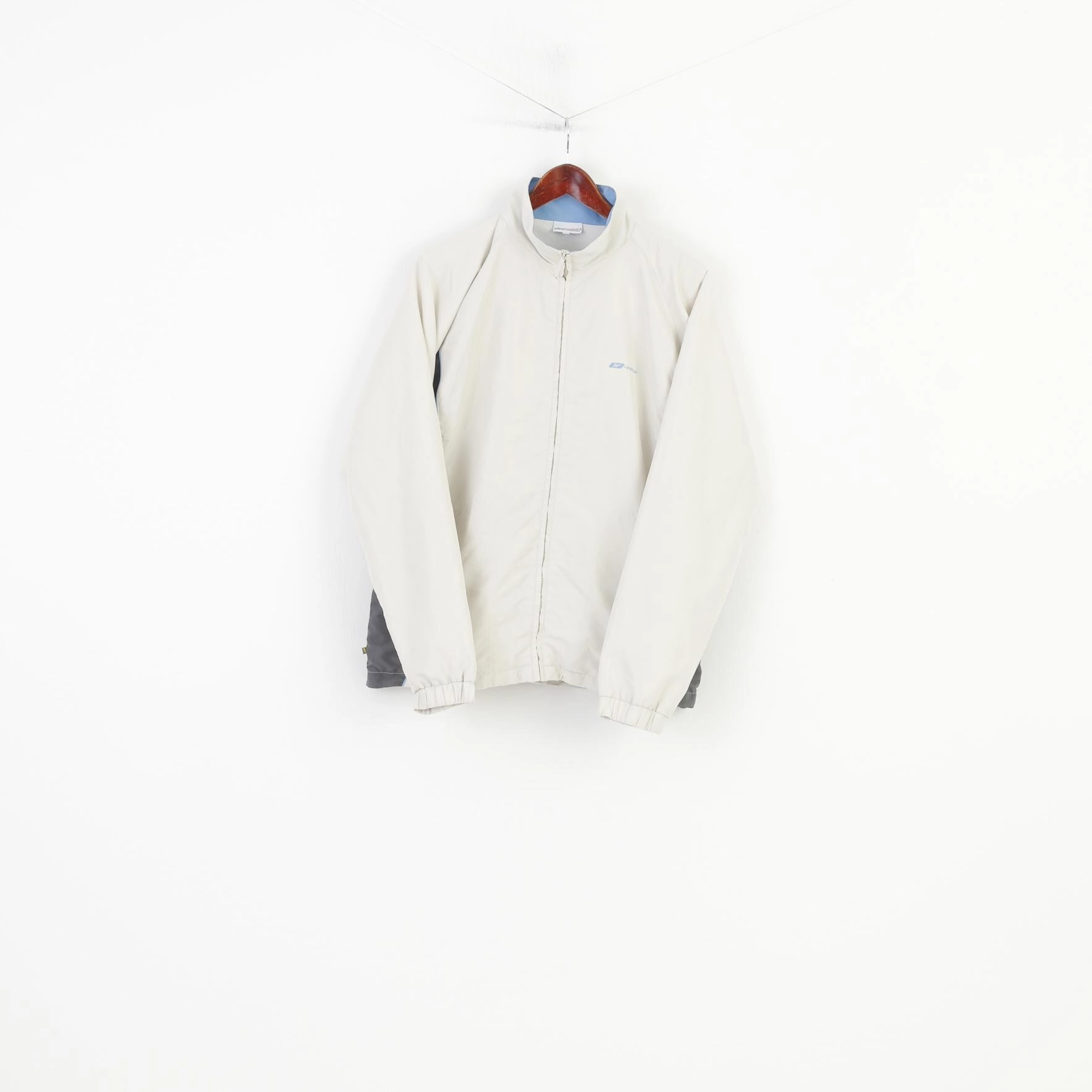 Viewpoint Job Reebok Men XL Jacket Full Zipper Cream Vintage Pockets 90s Outwear Top