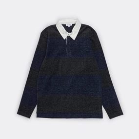 Ruben Brushed Jersey Rugby LS Polo - Navy Cozy And Warm