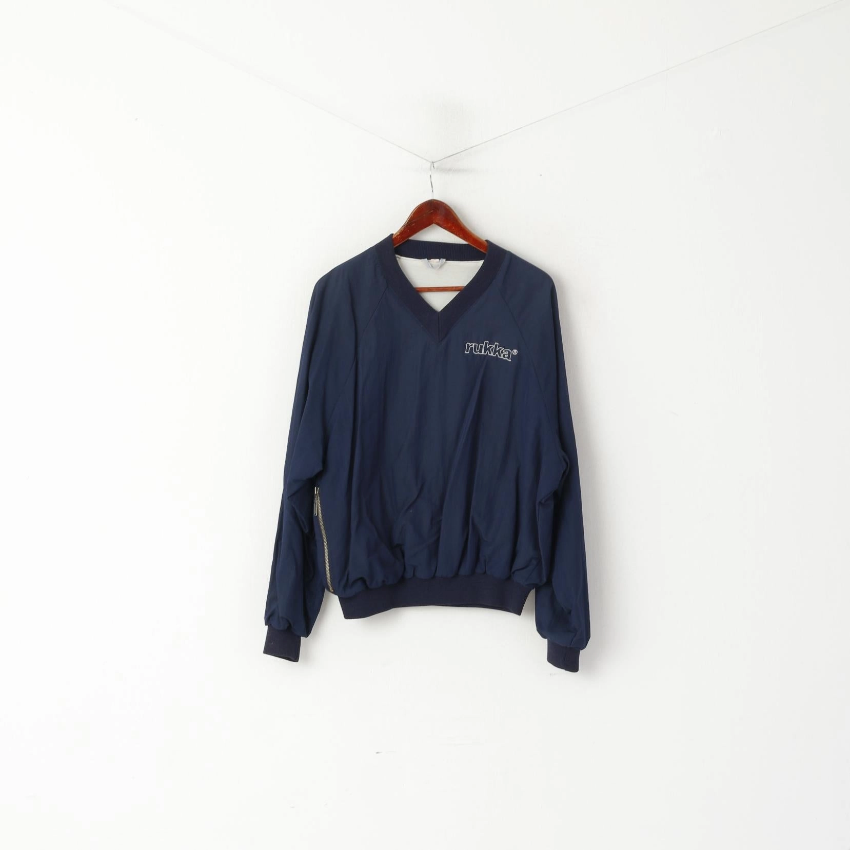 Rukka Men M Pullover Jacket Navy Vintage V Neck Finland Sportswear Outdoor Top release Quilted Inner Layer