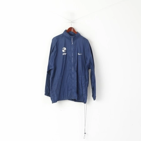 Nike Men XL Jacket Navy Vintage Jugend Trainiert Fur Olympia Nylon Hidden Hood Top Everyday Coverage