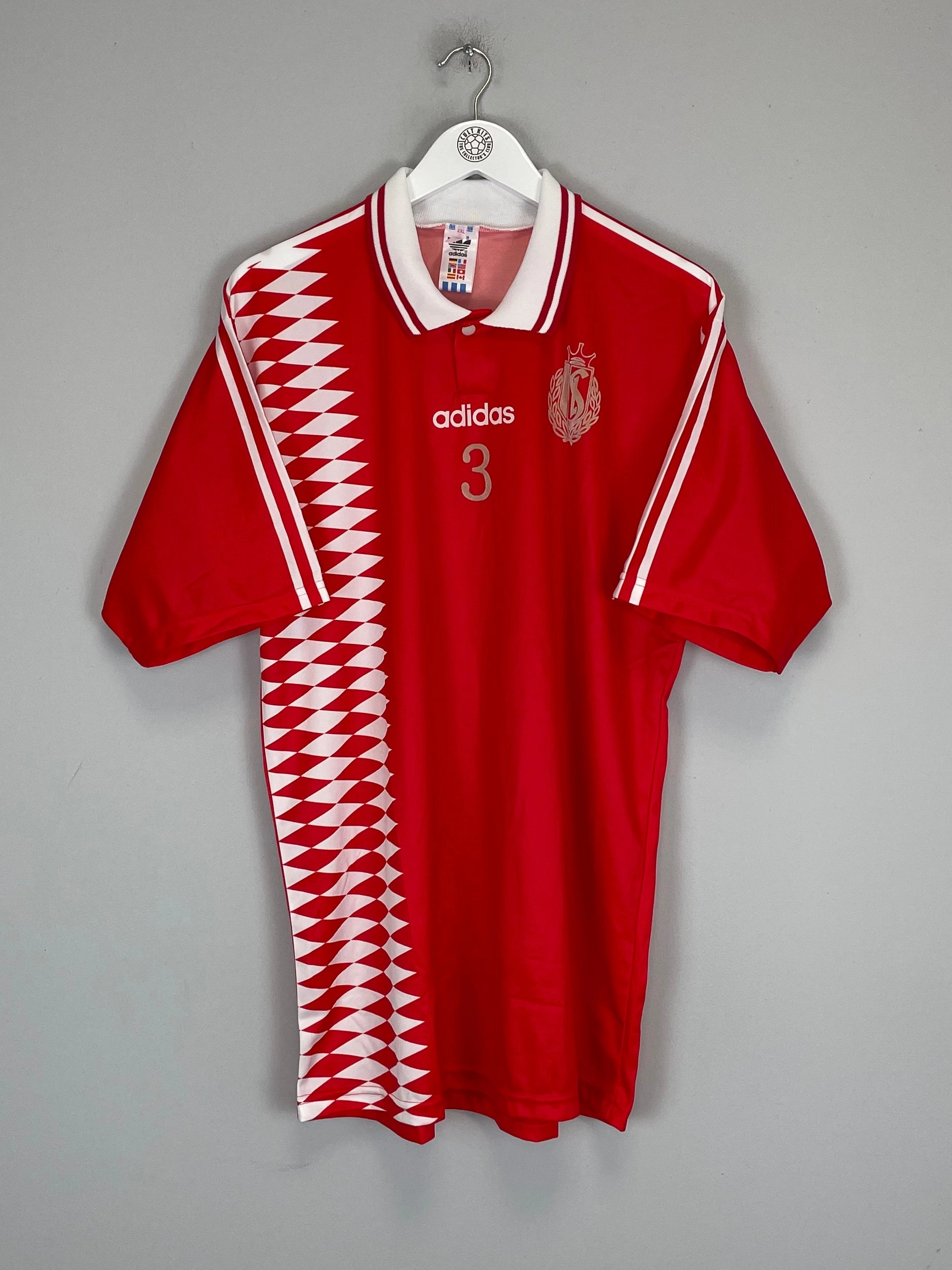 Reflective Safety Details Oversized Silhouette 1994/95 STANDARD LIEGE #3 HOME SHIRT (XXL) ADIDAS