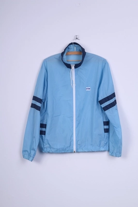 RYON Mens S Track Top Jacket Nylon Blue Waterproof Vintage Fall Friendly