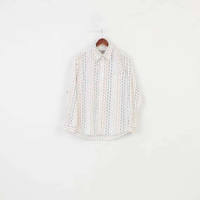 Picnic Outfit Statement Piece S.Oliver Men M Casual Shirt Checkered White Collar Long Sleeve Bottoms Cotton Top
