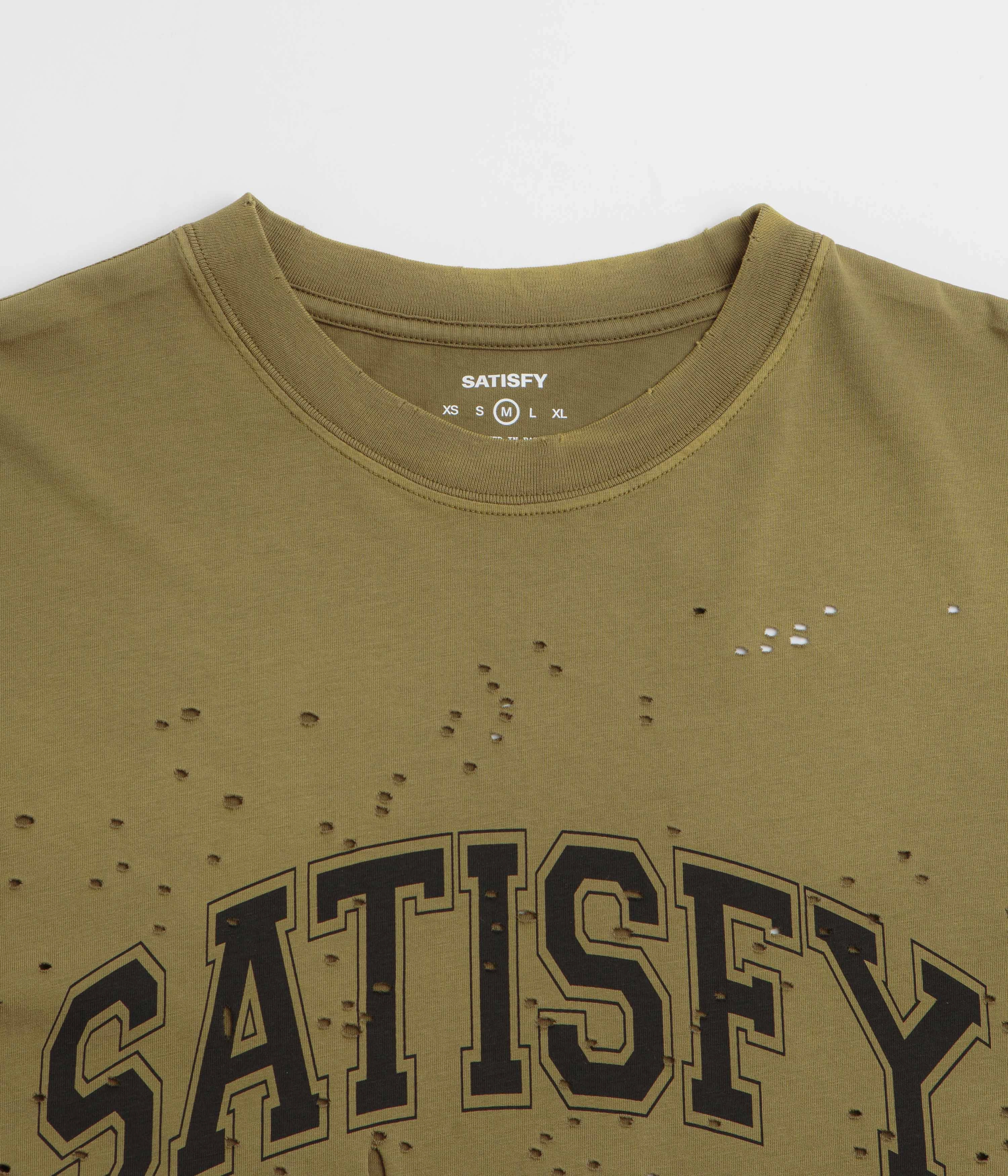 Satisfy MothTech T-Shirt - Sun Bleached Military Olive Printed Logo