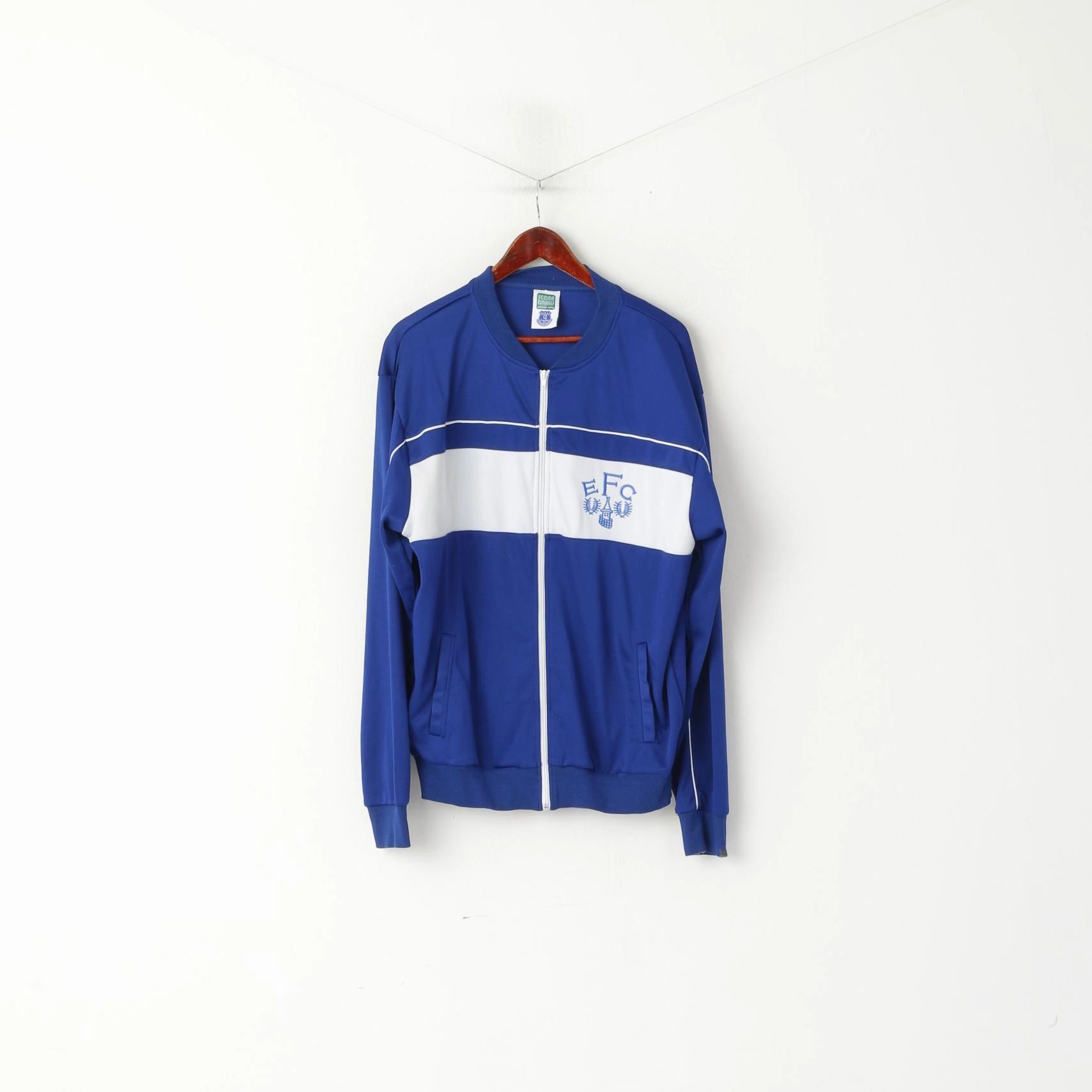 Eco Friendly Score Draw Men XXL Sweatshirt Blue Everton Football Zip Up Shiny Track Top