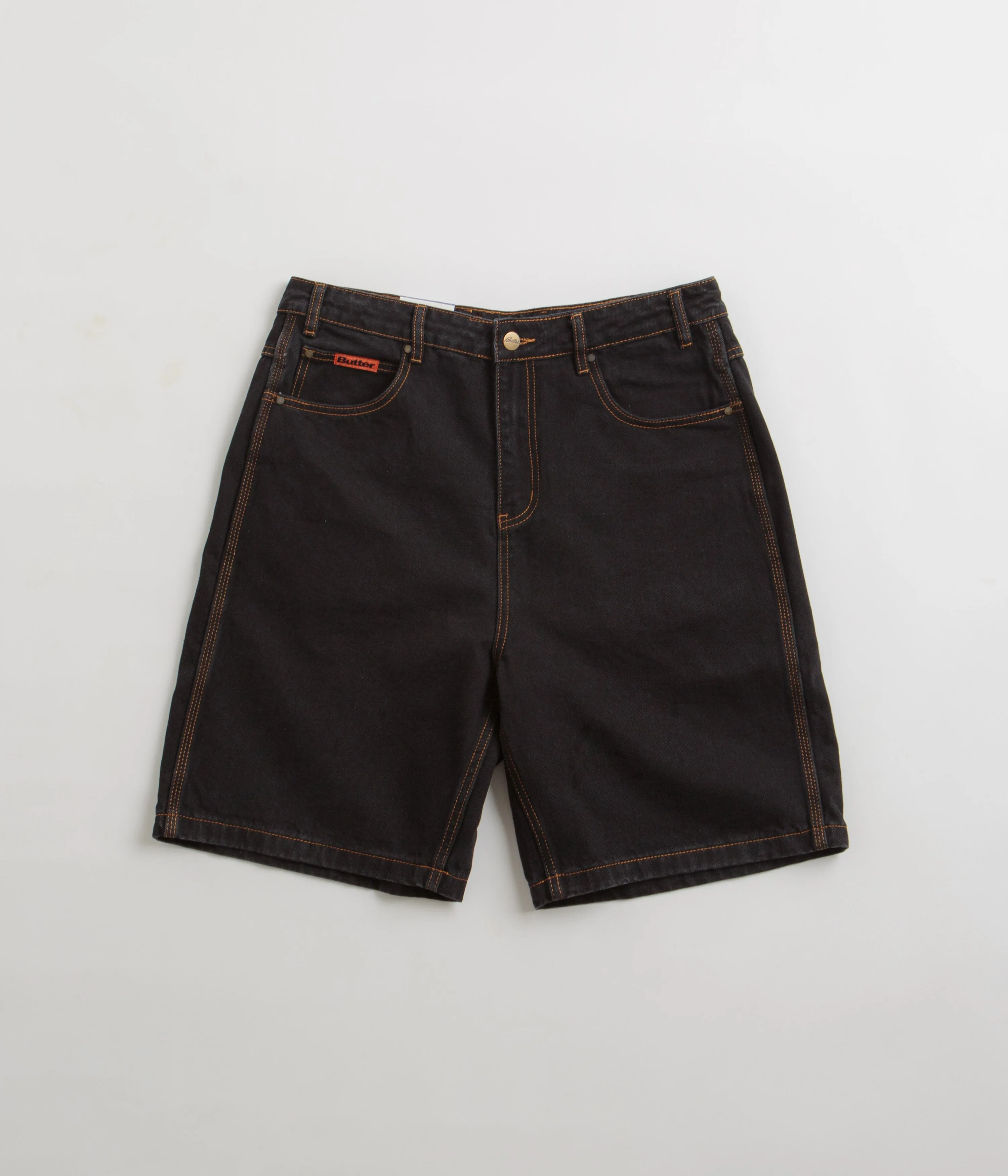 Butter Goods Baggy Denim Shorts - Washed Black WideLegOpening