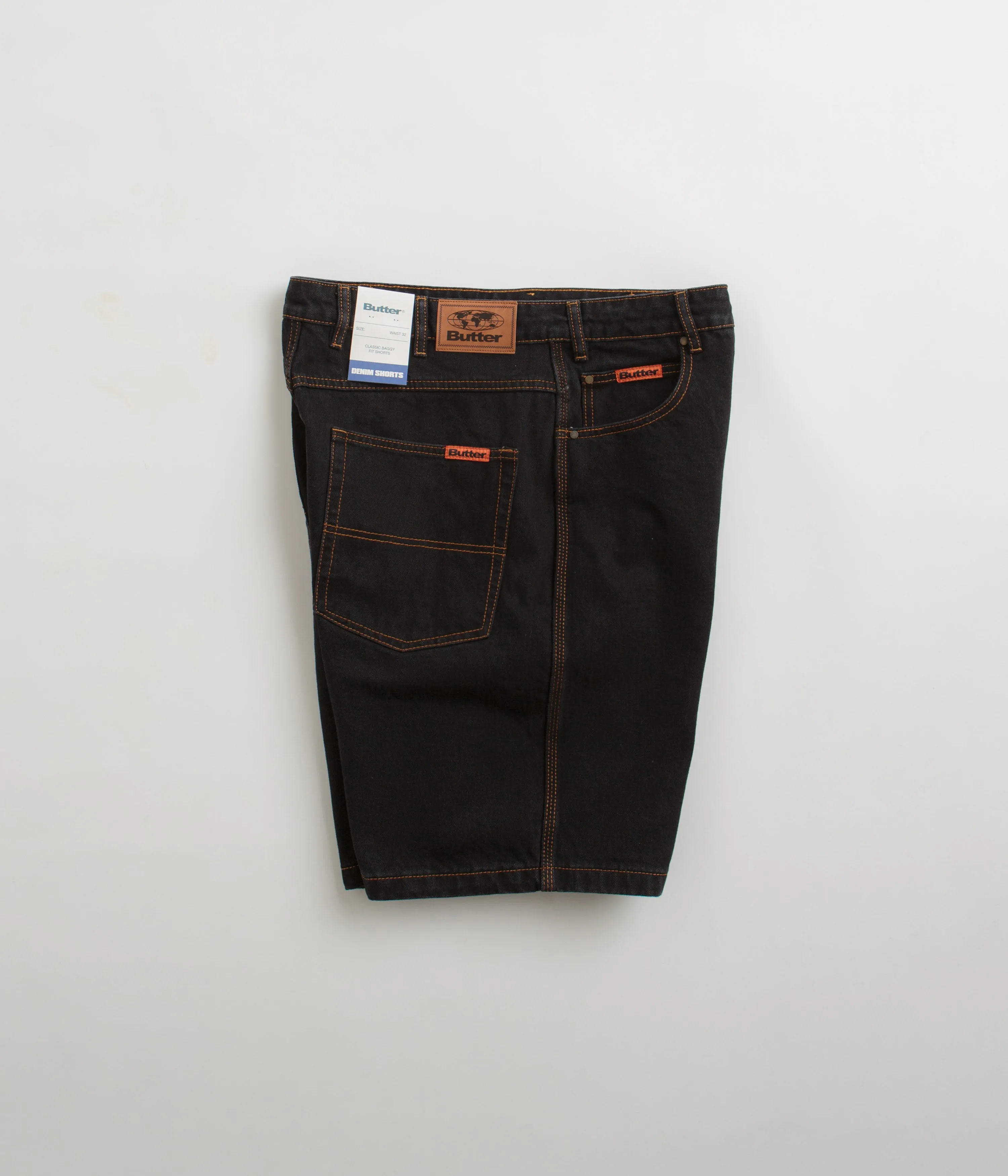 Minimalist Style Butter Goods Baggy Denim Shorts - Washed Black