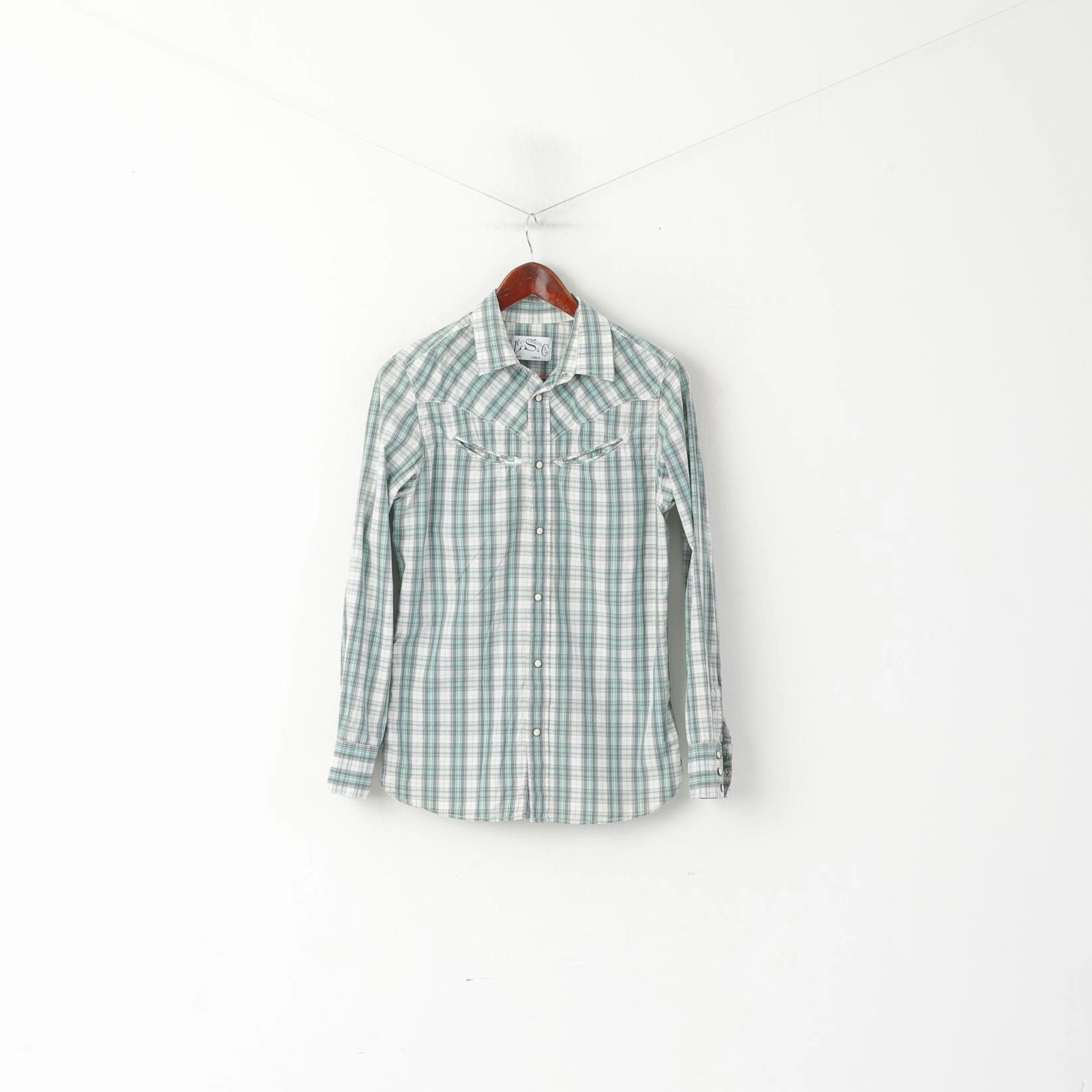 Levi's Men S Casual Shirt Green Cotton  Checkered Long Sleeve Snap Slim Fit Top quick dry Durable Button Closures