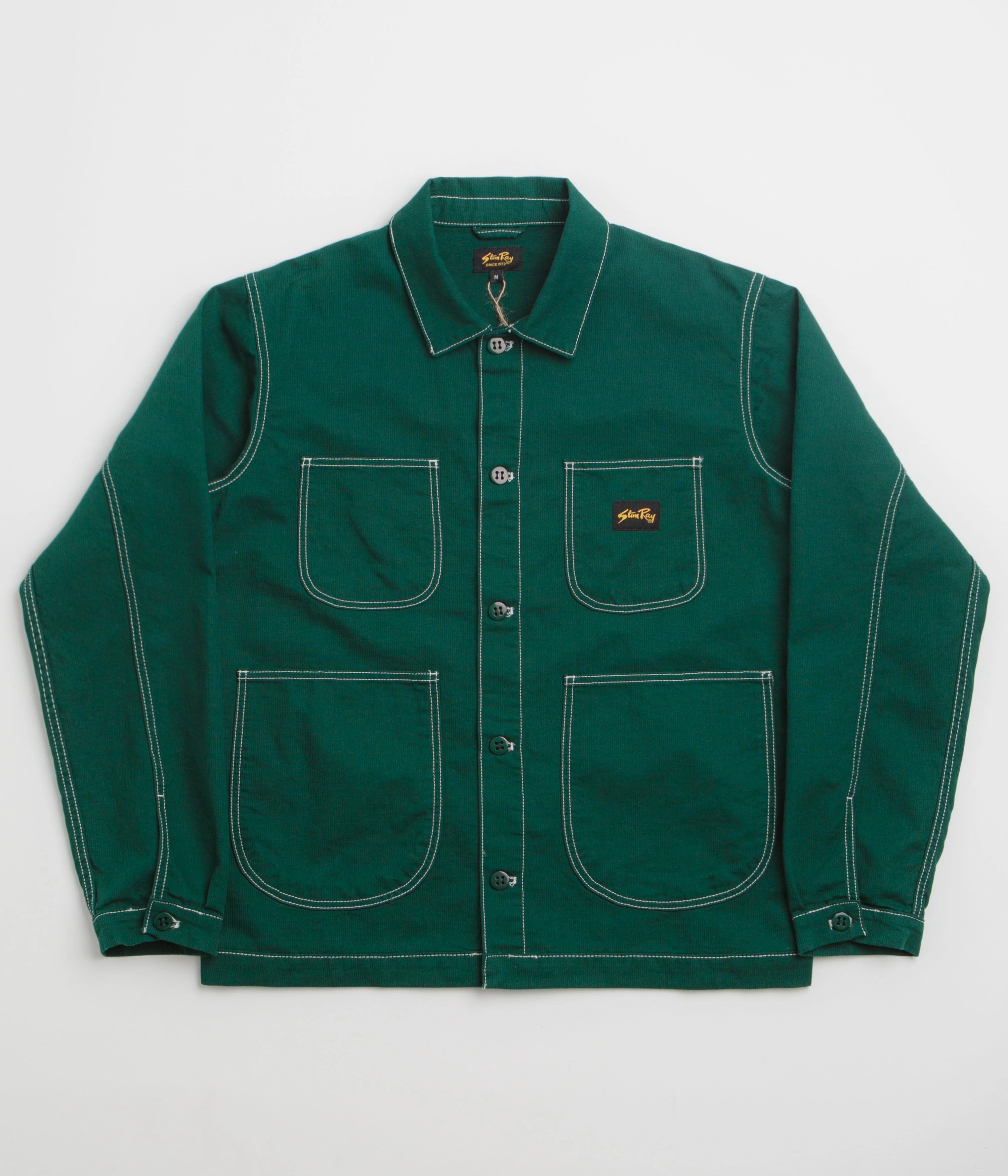 Water Repellent Finish Weatherproof Seams Stan Ray Coverall Jacket - Botanical Green Bedford