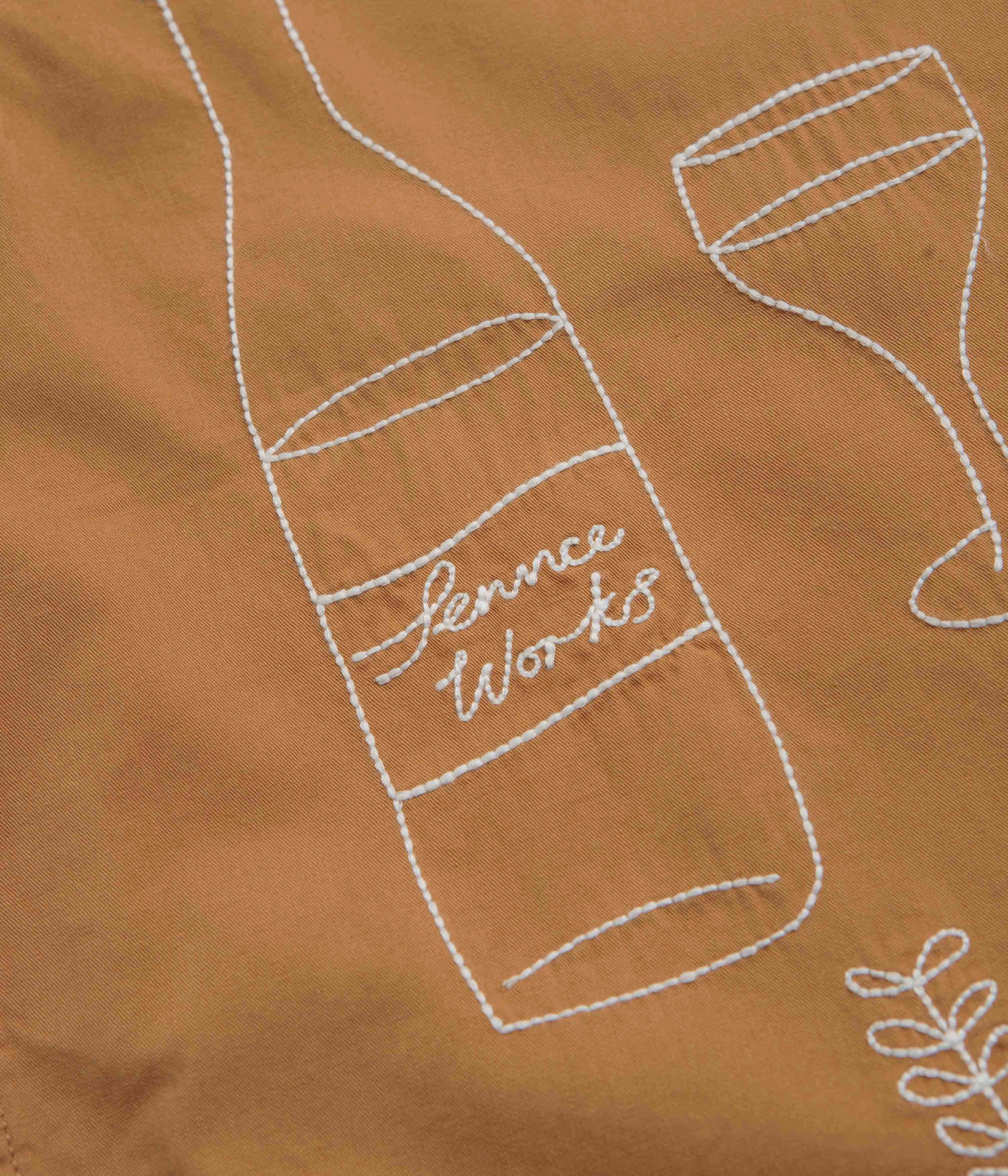 Service Works Light Twill Picnic Short Sleeve Shirt - Burnt Sugar Fall Fashion Lightweight Material