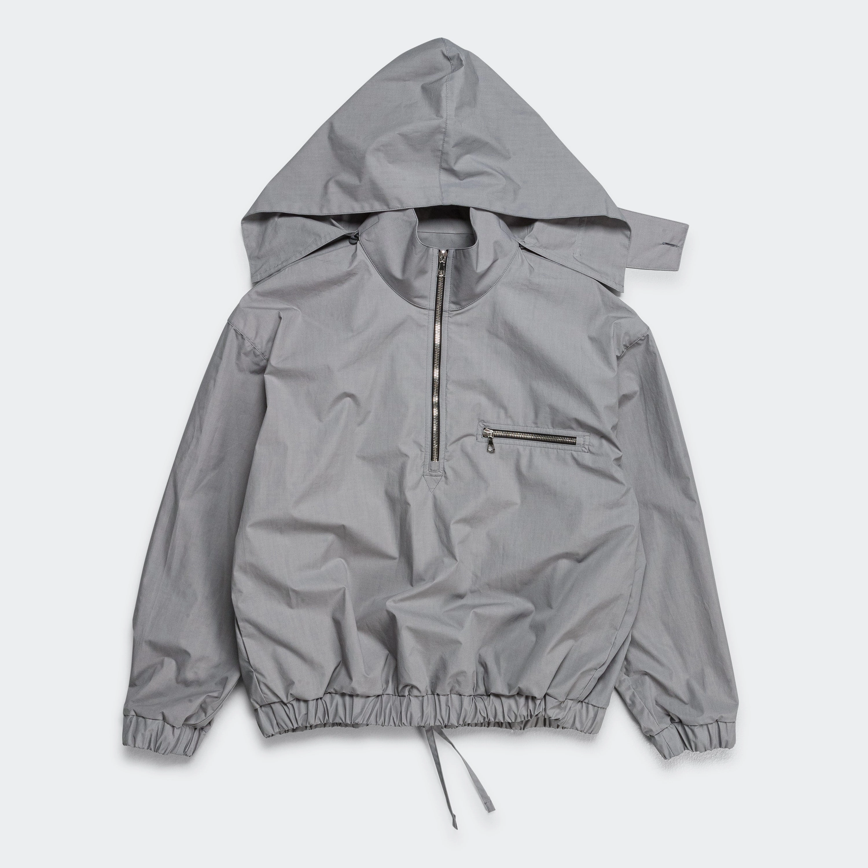 Glove Compatible Cuffs Popeline Waxed Windbreaker - Inox