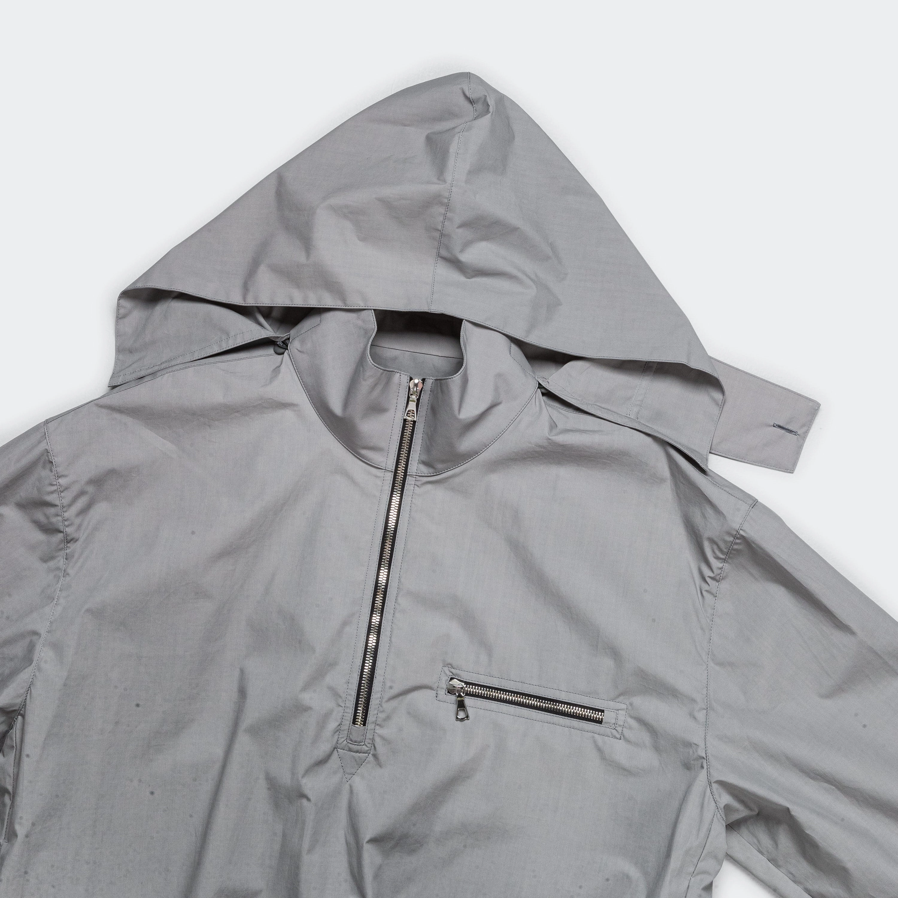 Transitional Layer Popeline Waxed Windbreaker - Inox